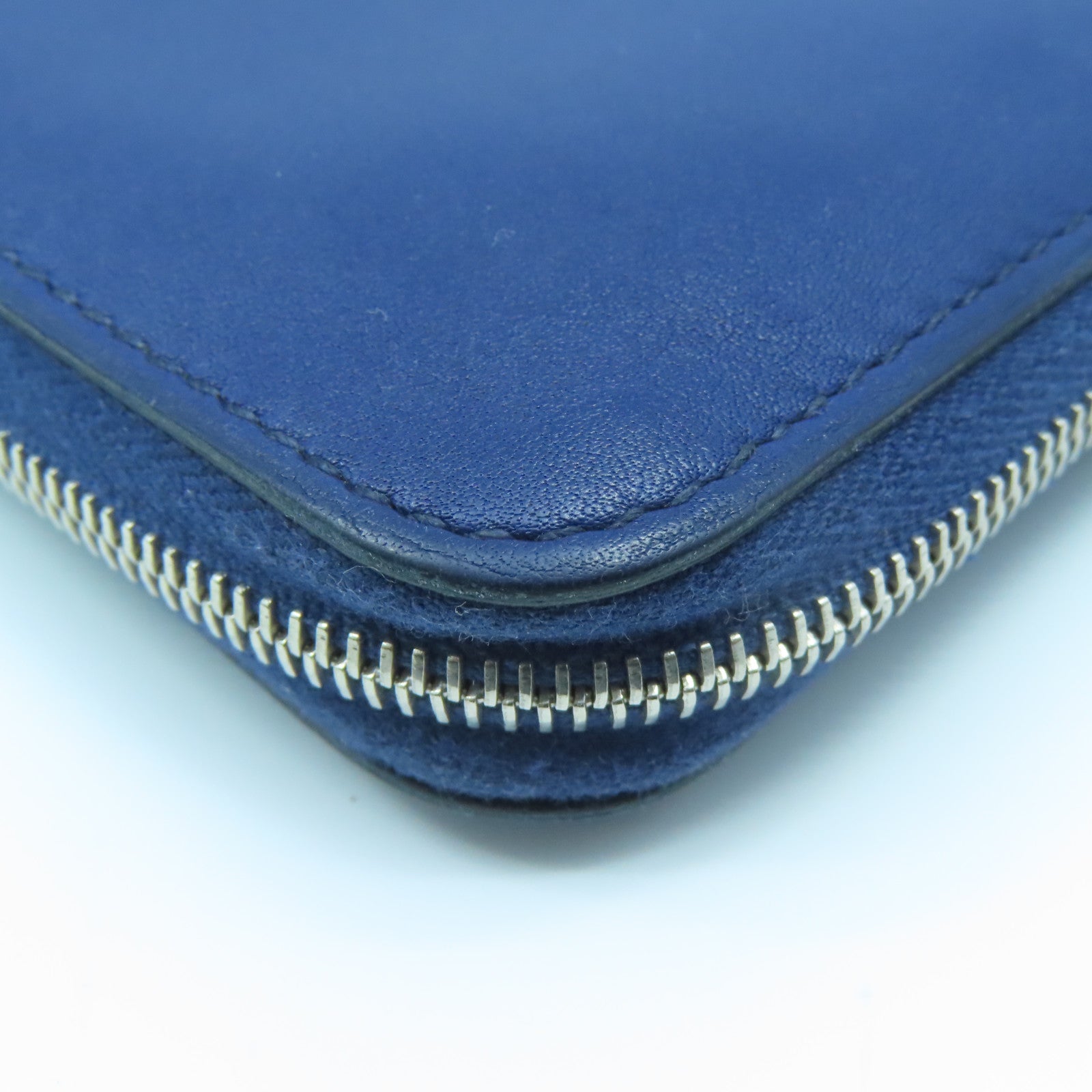 HERMES 【清倉大減價】Swift皮革Compact Round Wallet銀扣長錢包藍寶石色
