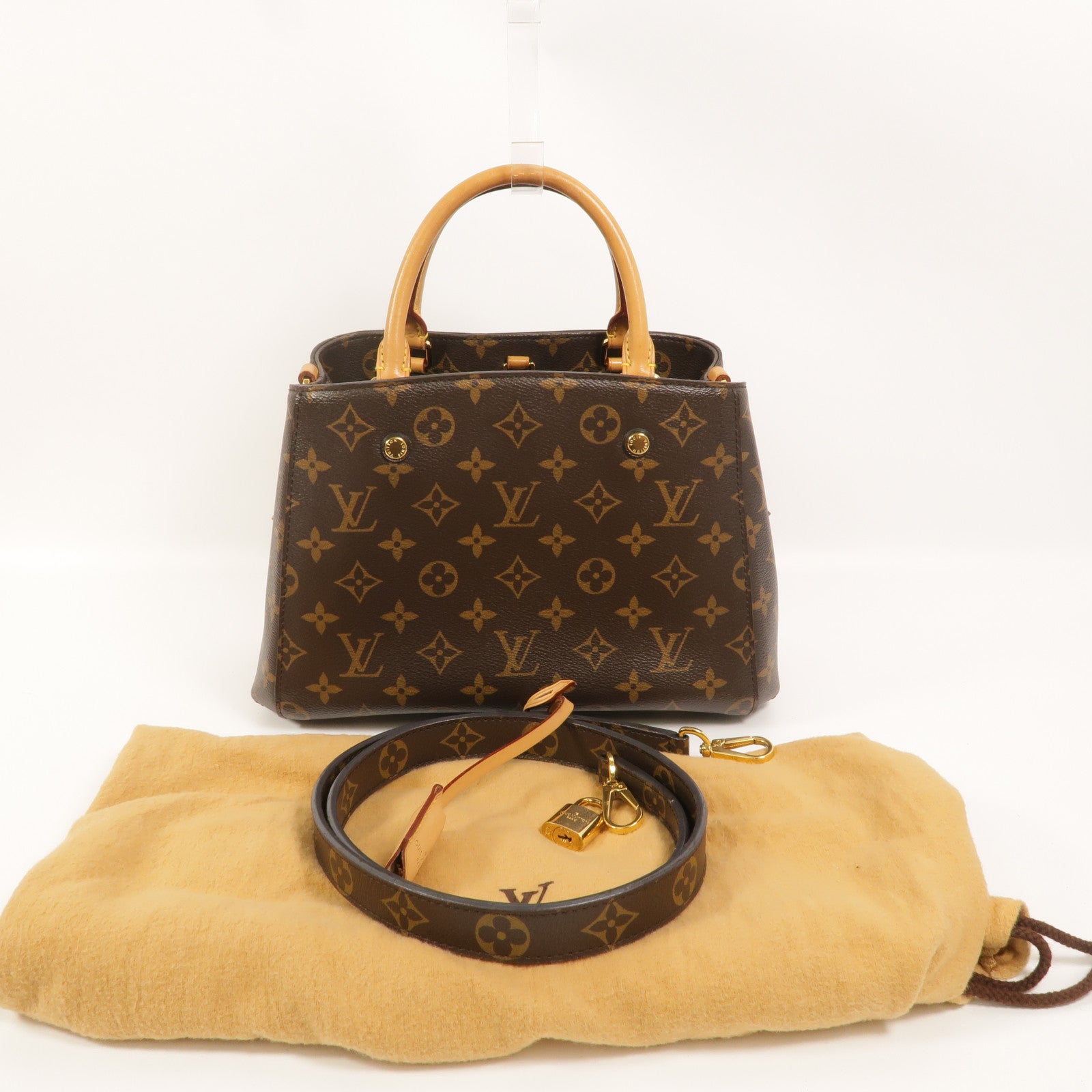 LOUIS VUITTON Monogram Montaigne BB手挽肩背兩用袋棕色