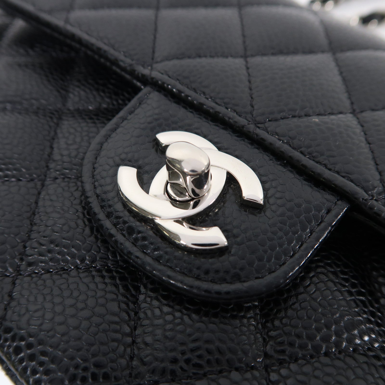 CHANEL 牛皮皮革Classic 23銀扣鏈帶肩背袋黑色