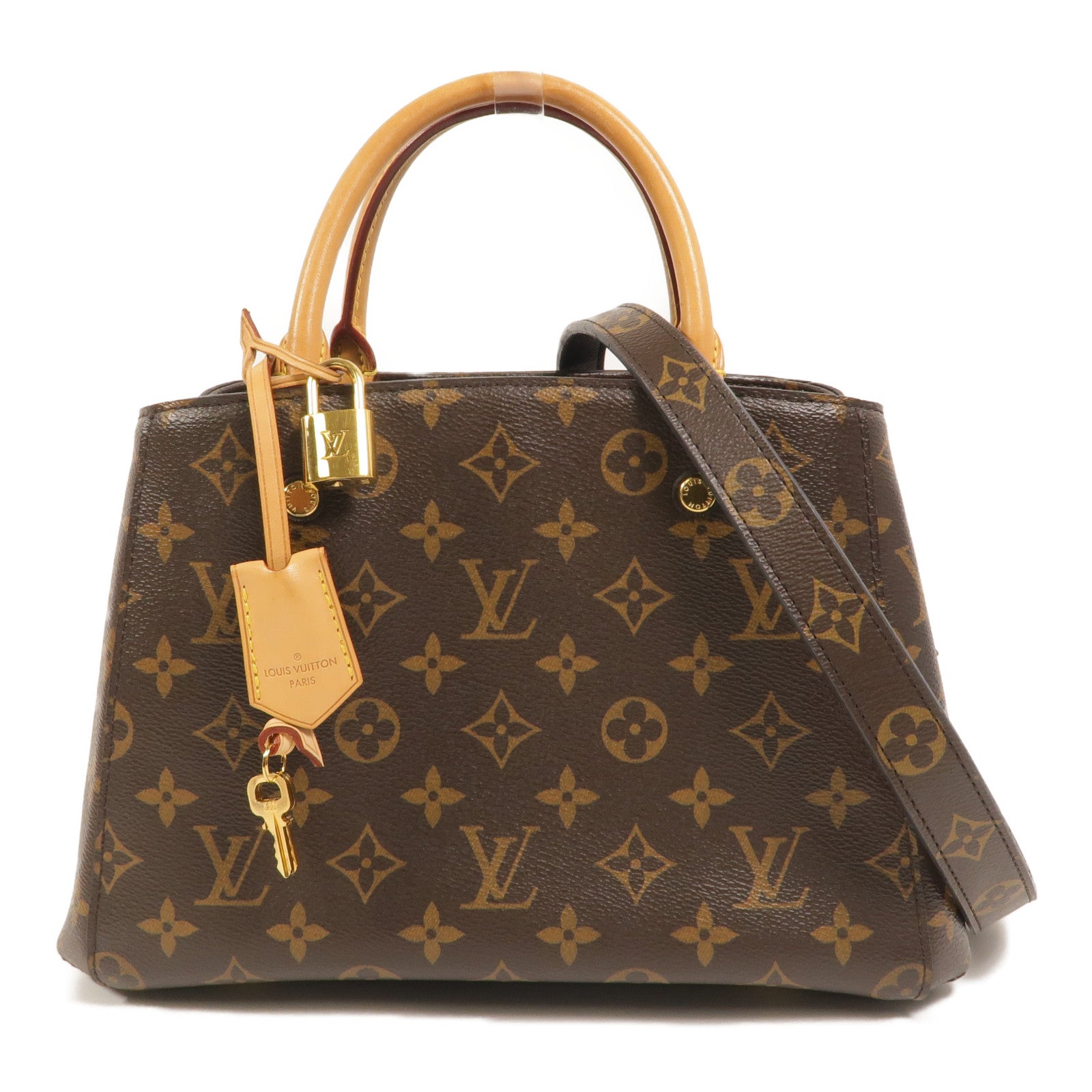 LOUIS VUITTON Monogram Montaigne BB手挽肩背兩用袋棕色