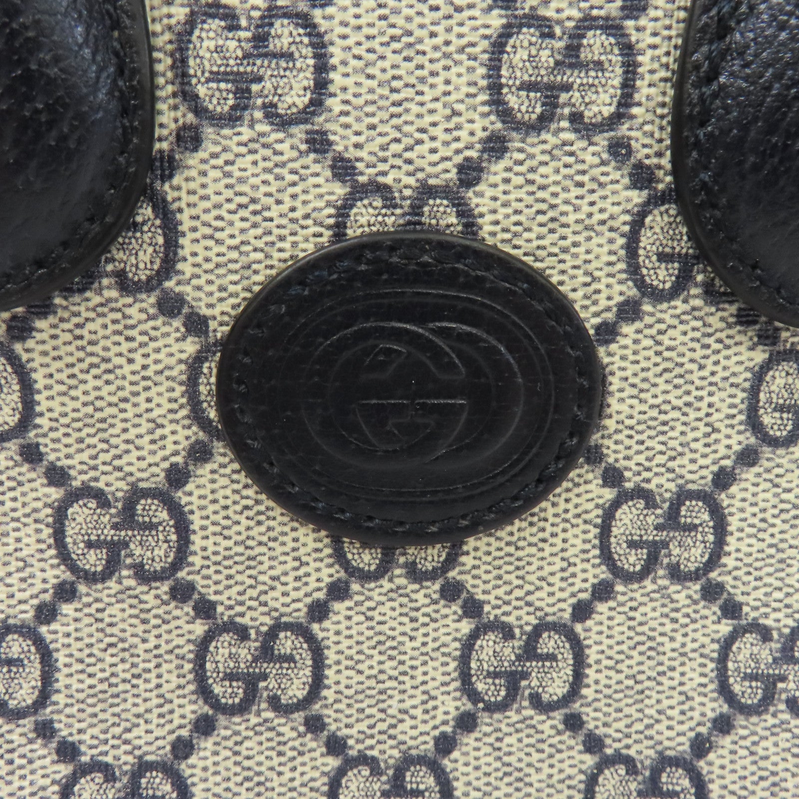 GUCCI 【激減優惠】塗層帆布Mini Tote 2way Shoulder Bag銀扣手挽肩背兩用袋米色/藍色