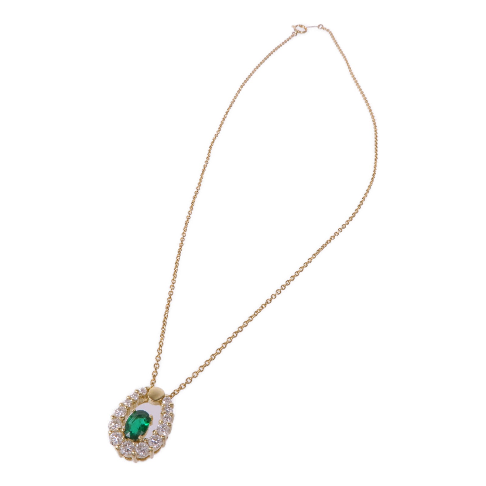 JEWELRY 18K黃金Emerald Diamond Necklace綠寶石/鑽石項鍊