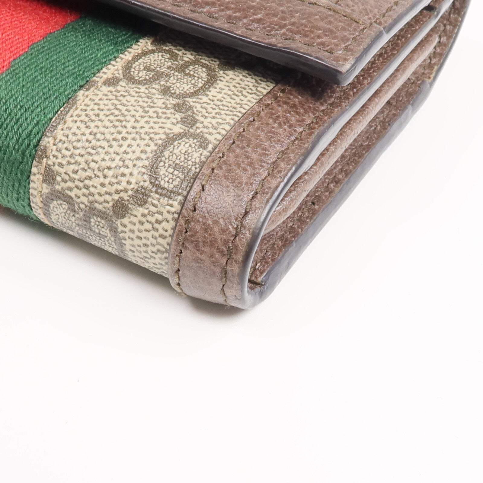 GUCCI 塗層帆布/牛皮皮革Ophidia Trifold Wallet金扣錢包