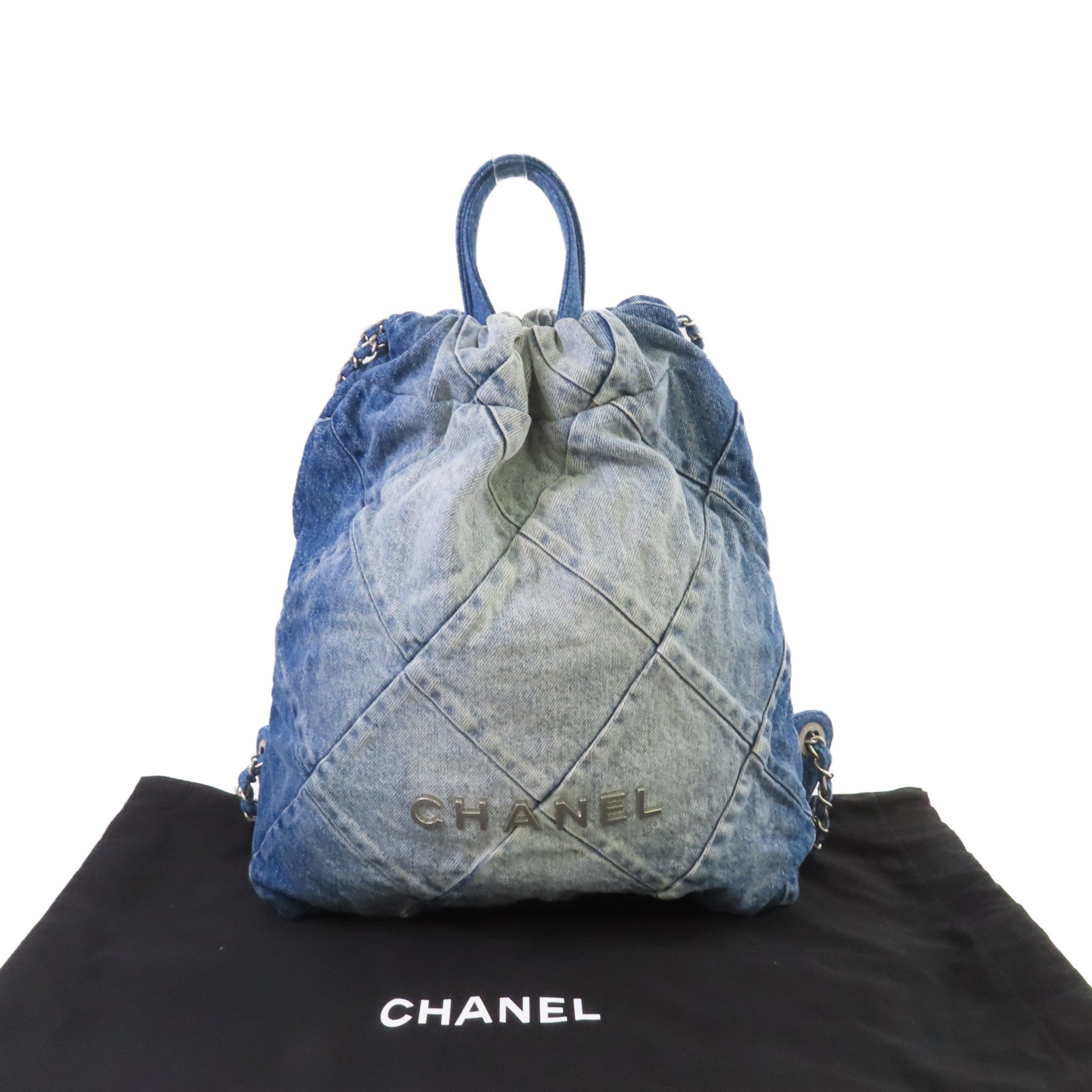CHANEL **【激減優惠】菱格牛仔布Chanel 22 Backpack背包藍色