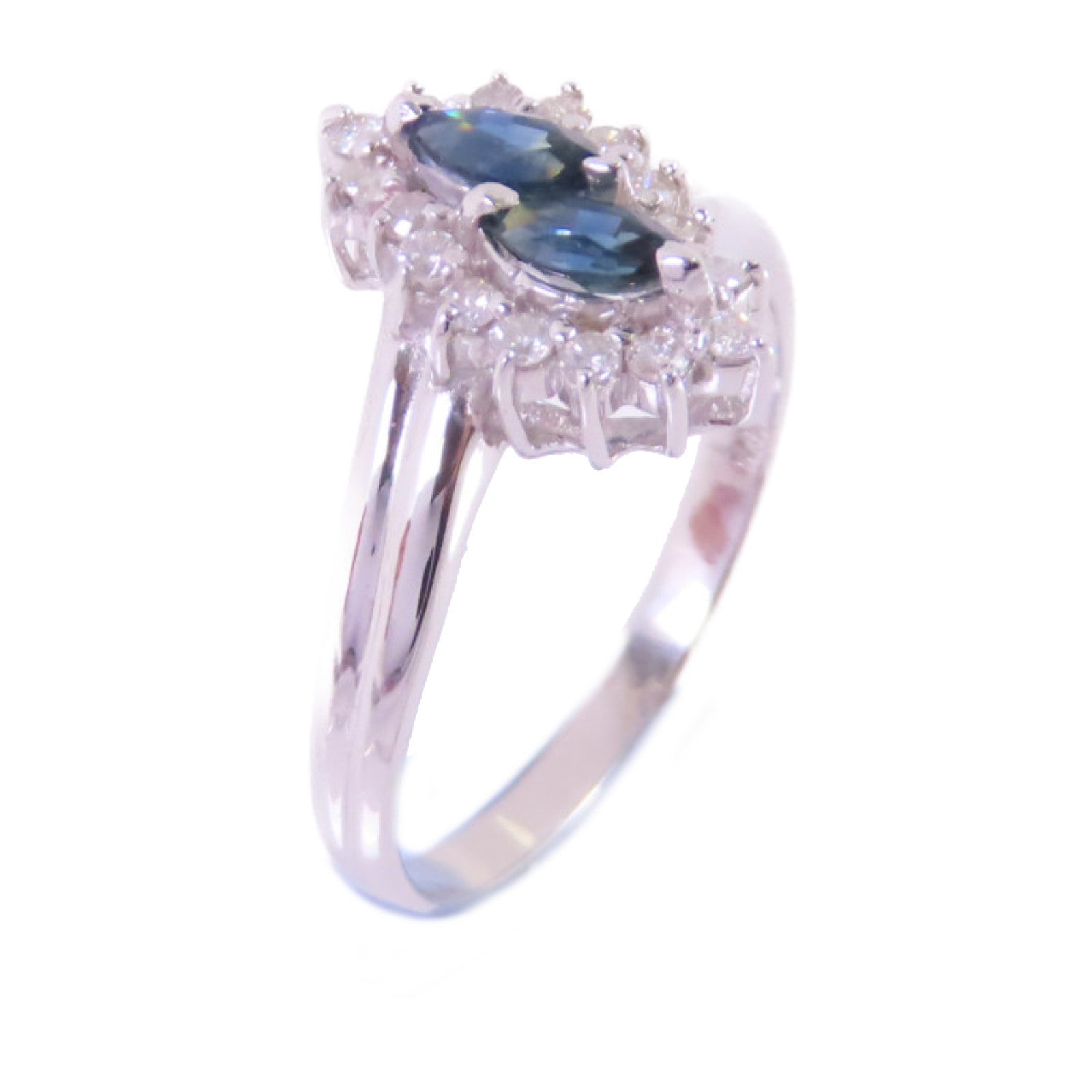 JEWELRY 【激減優惠】14K白金/藍寶石/鑽石Sapphire Diamond Ring戒指US#6.75