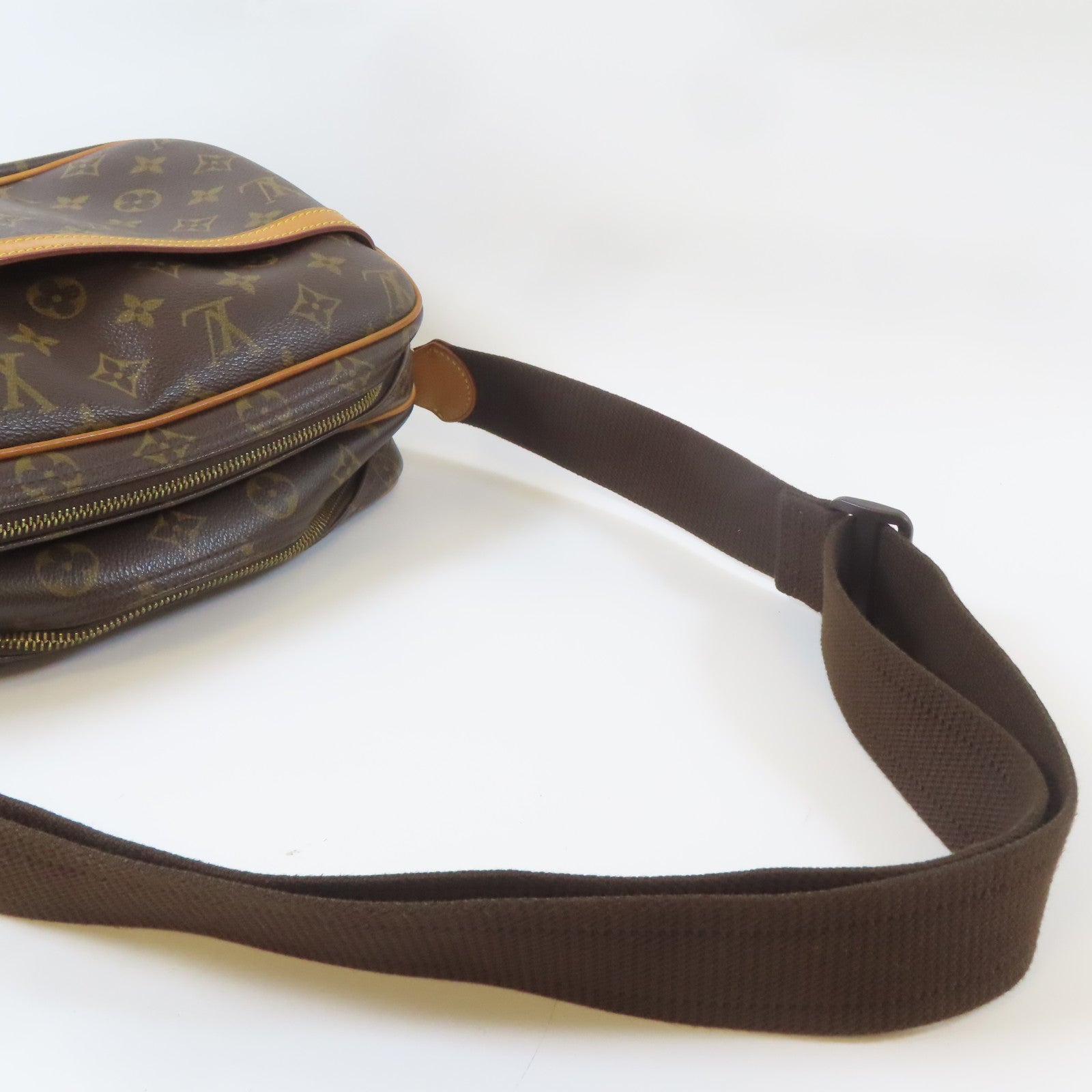 LOUIS VUITTON Monogram Reporter PM金扣肩背袋啡色