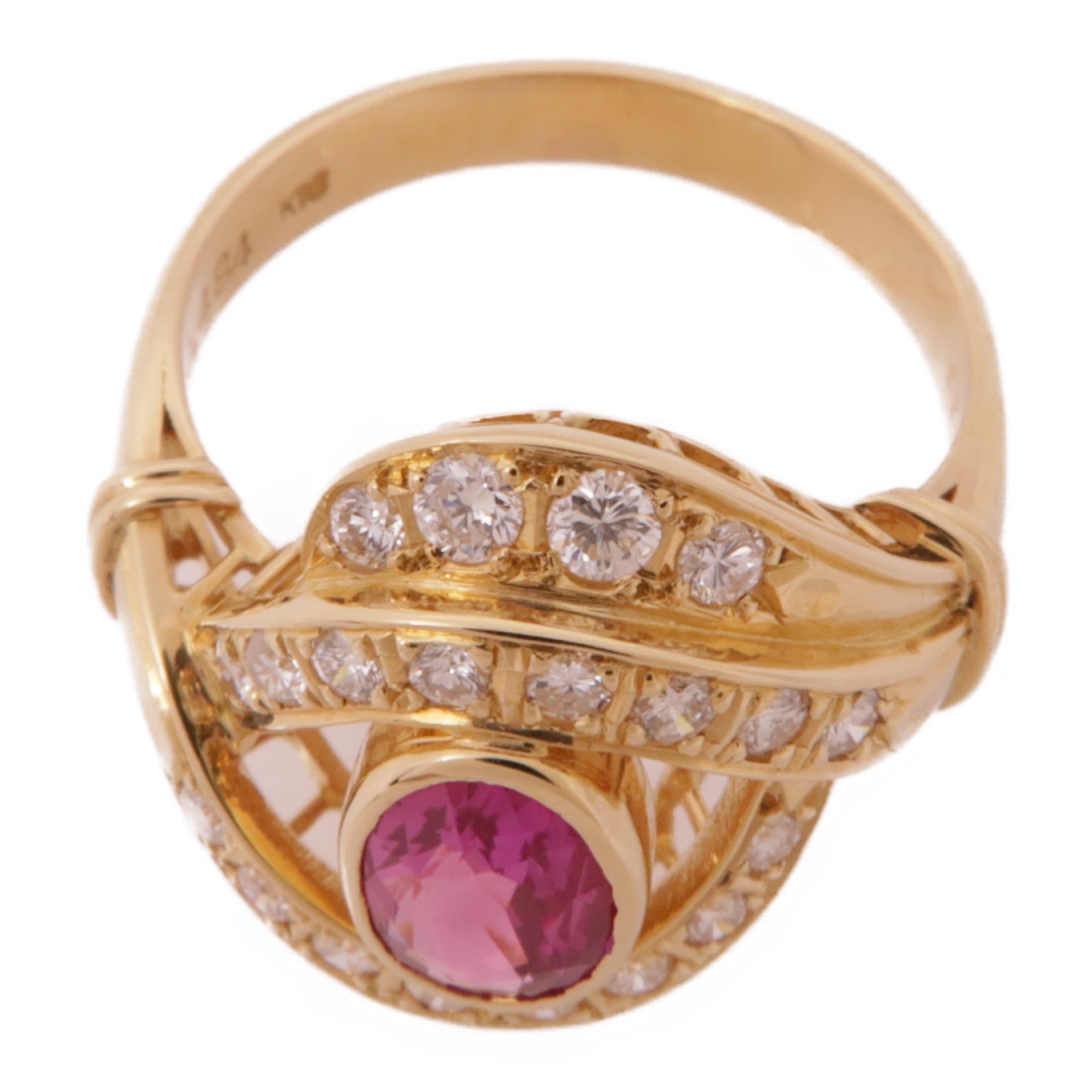 JEWELRY 【激減優惠】18K黃金Pink Sapphire/Diamond Ring粉紅藍寶石/鑽石戒指US#6