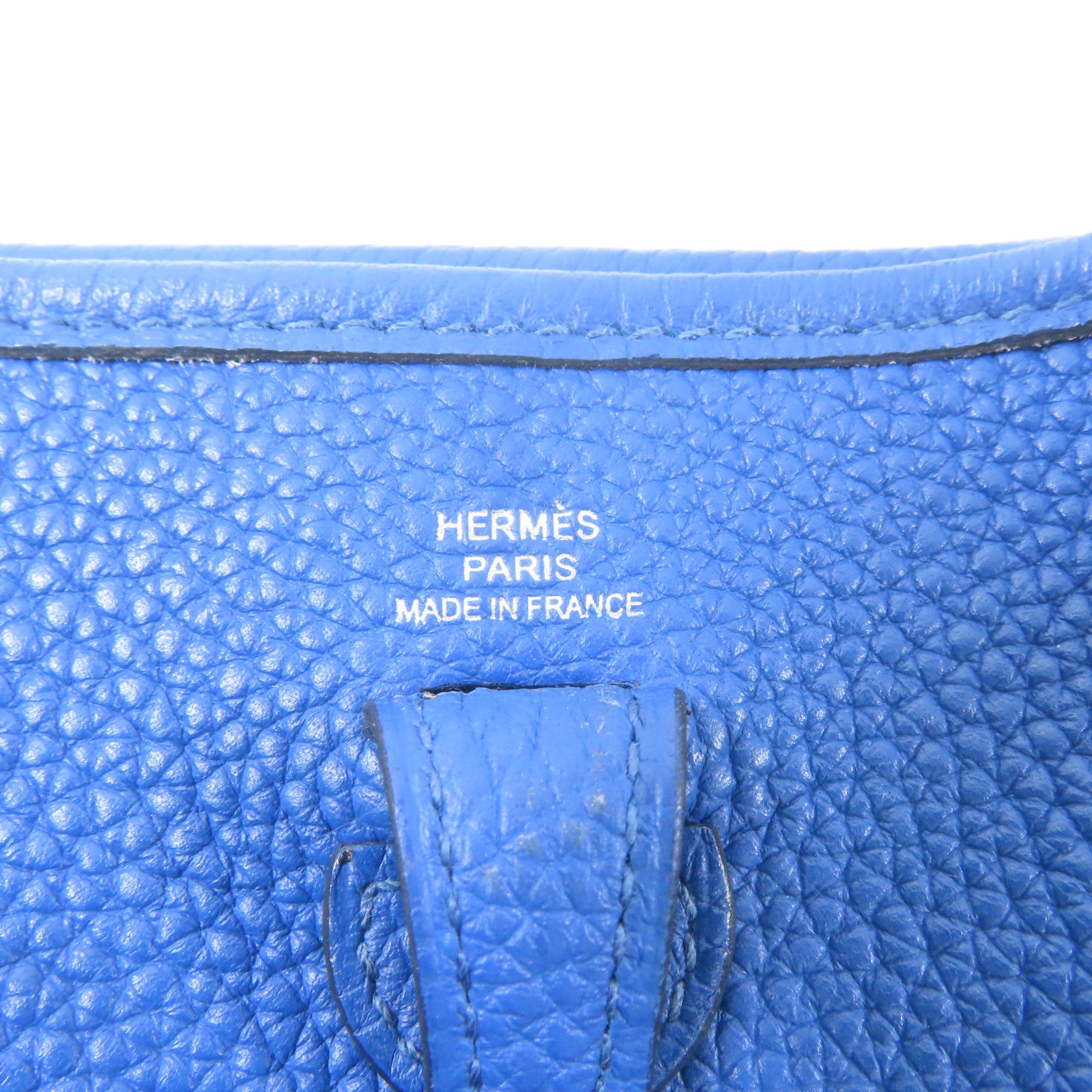 HERMES Clemence皮革Evelyne TPM銀扣肩背袋藍色