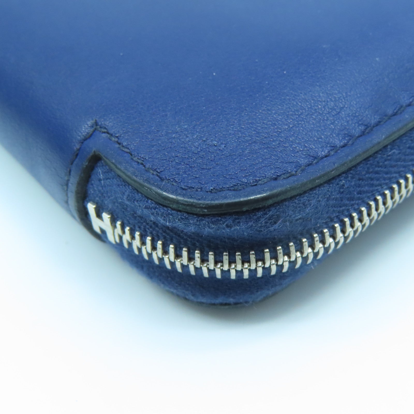 HERMES 【清倉大減價】Swift皮革Compact Round Wallet銀扣長錢包藍寶石色