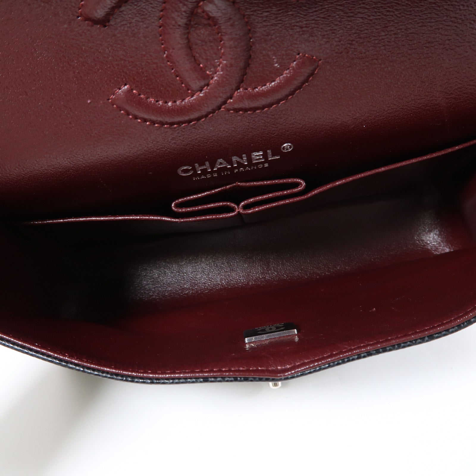 CHANEL 牛皮皮革Classic 23銀扣鏈帶肩背袋黑色