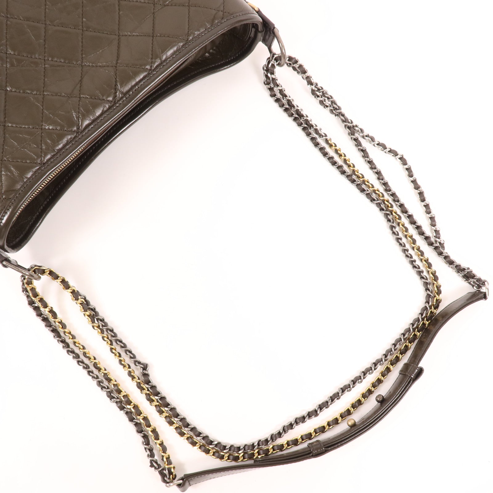 CHANEL 牛皮皮革Gabrielle Medium鏈帶肩背袋