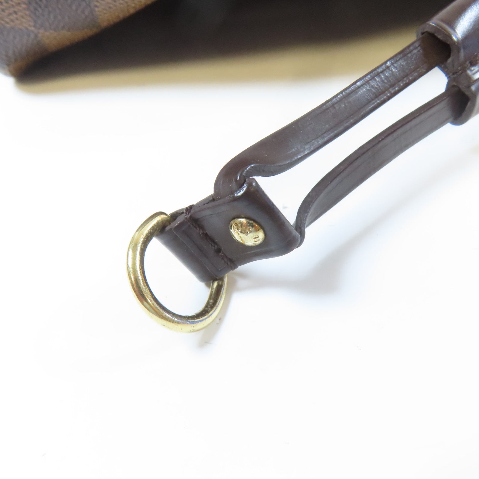 LOUIS VUITTON Damier Ebene Neverfull MM金扣手挽袋啡色