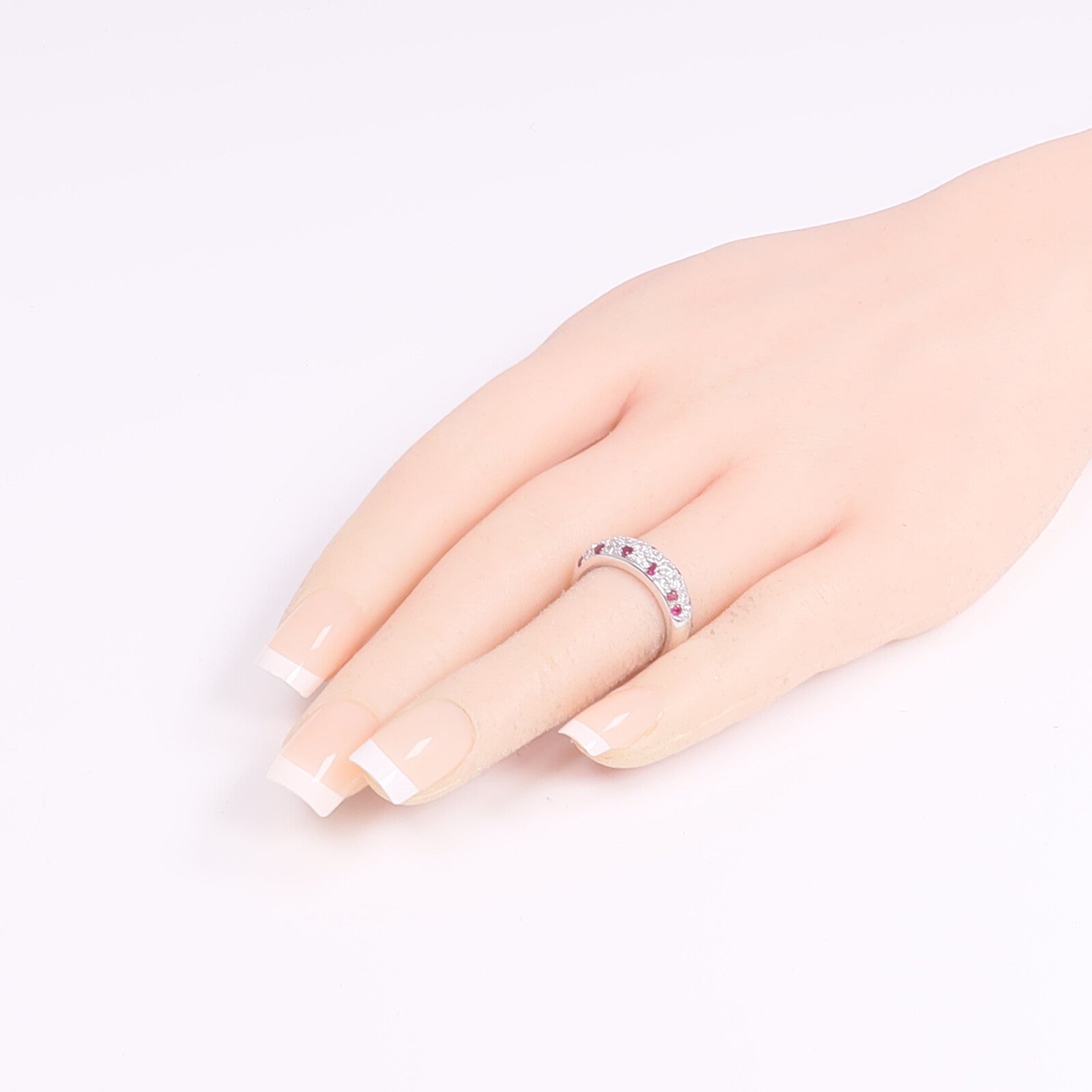 JEWELRY 18K白金Ruby Diamond Ring紅寶石/鑽石戒指US#4.75