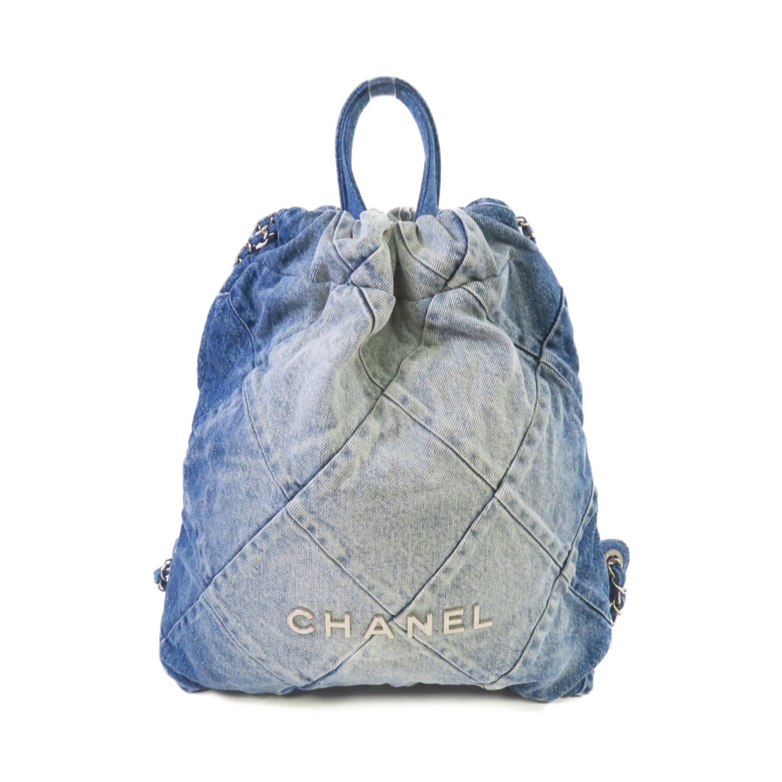 CHANEL **【激減優惠】菱格牛仔布Chanel 22 Backpack背包藍色