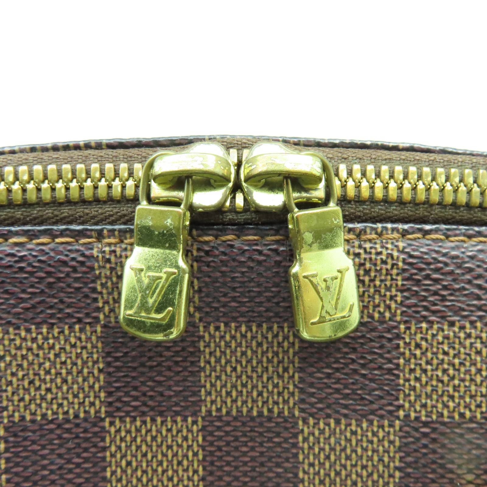 LOUIS VUITTON 【清倉大減價】Damier Ribera MM金扣手挽袋棕色