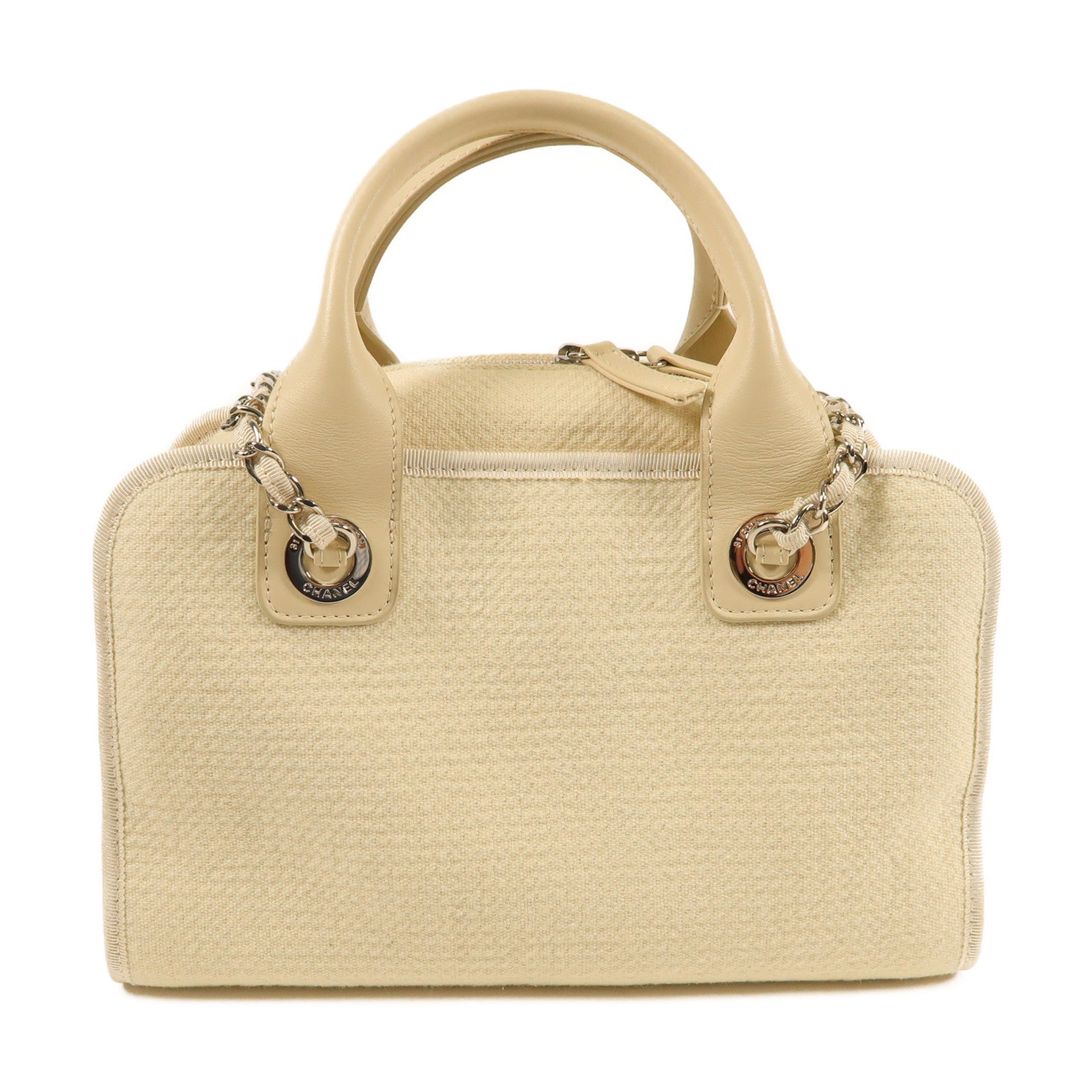 CHANEL 帆布2 Way Shoulder銀扣手挽肩背兩用袋