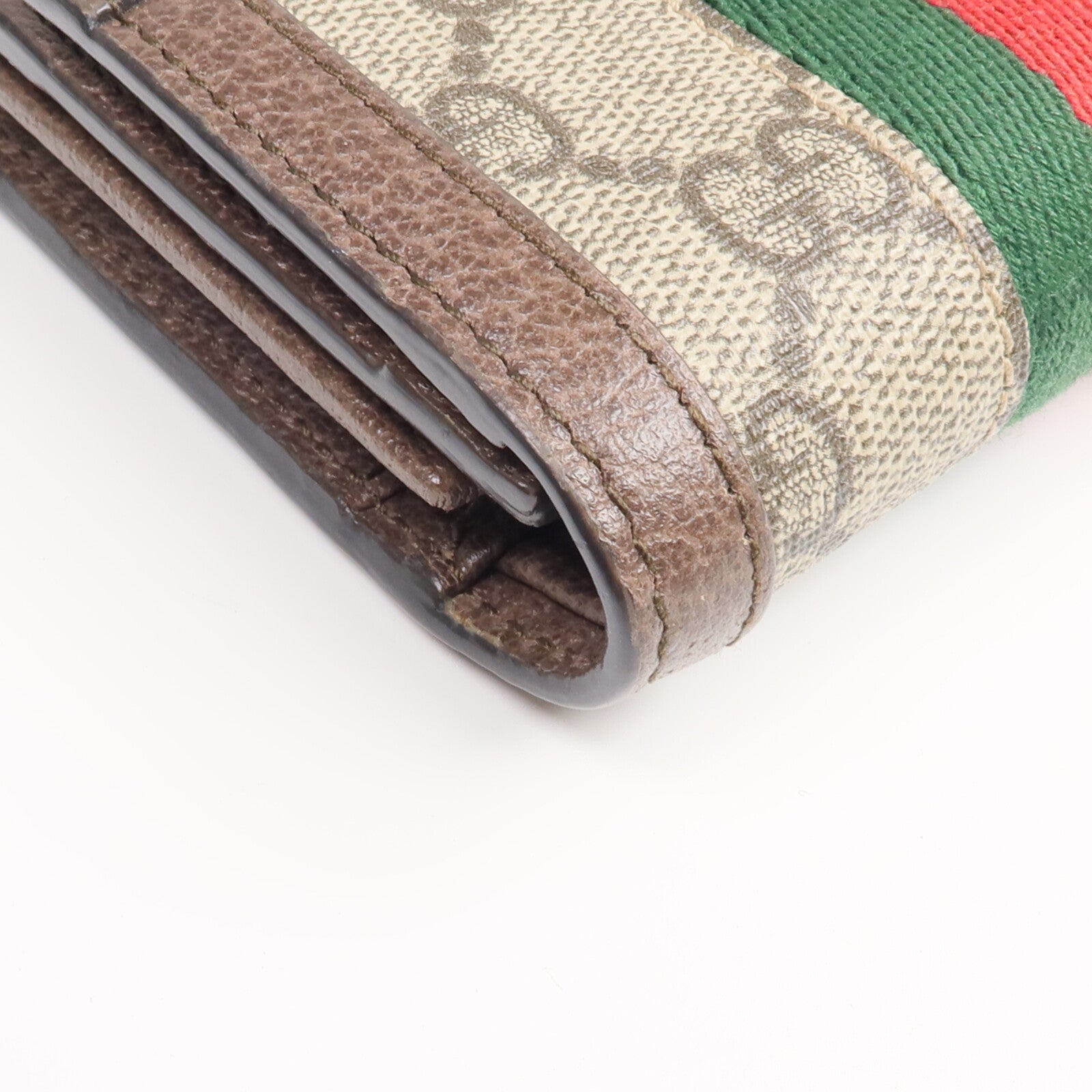 GUCCI 塗層帆布/牛皮皮革Ophidia Trifold Wallet金扣錢包