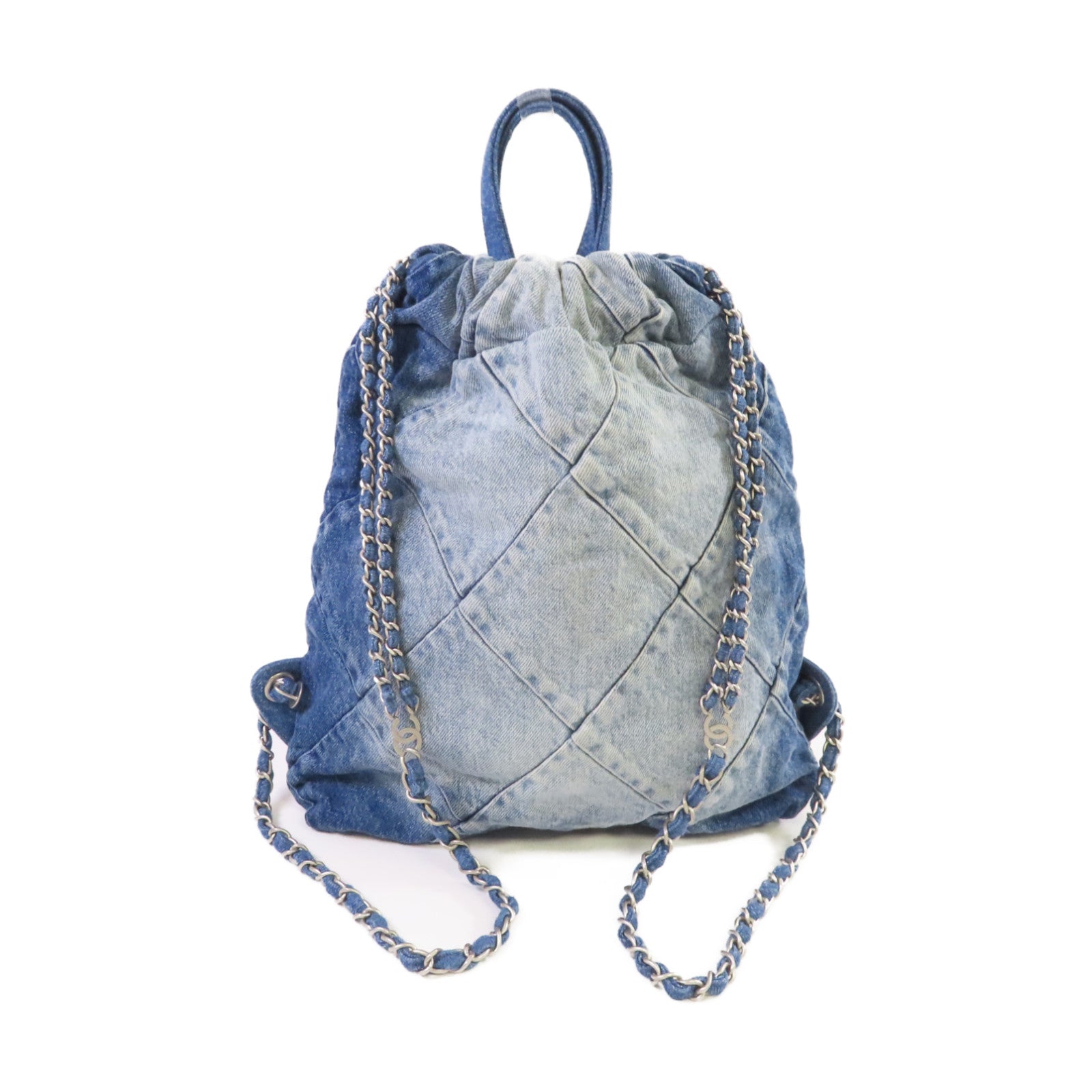 CHANEL **【激減優惠】菱格牛仔布Chanel 22 Backpack背包藍色