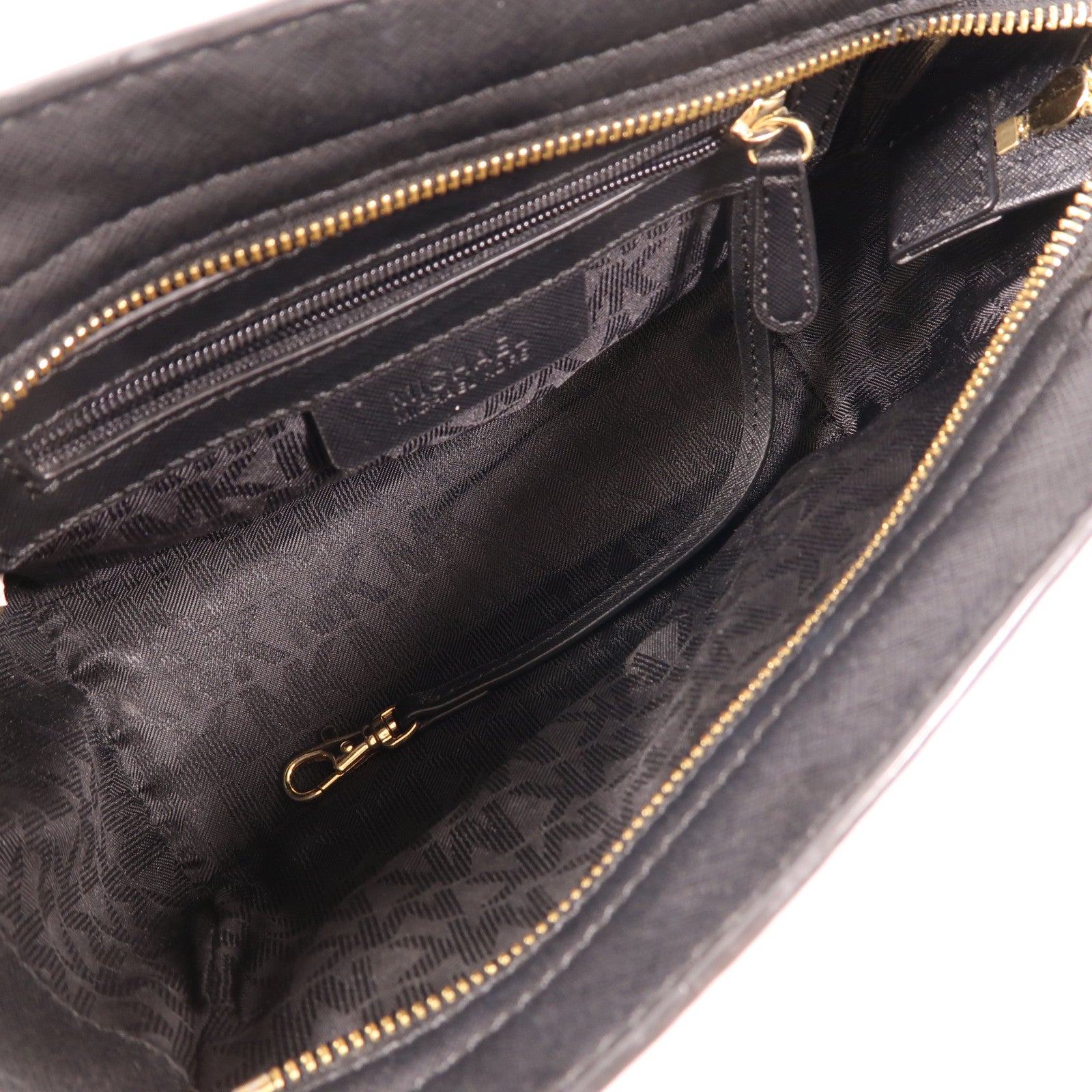 Michael Kors GHW Shoulder Bag Calfskin Leather Black