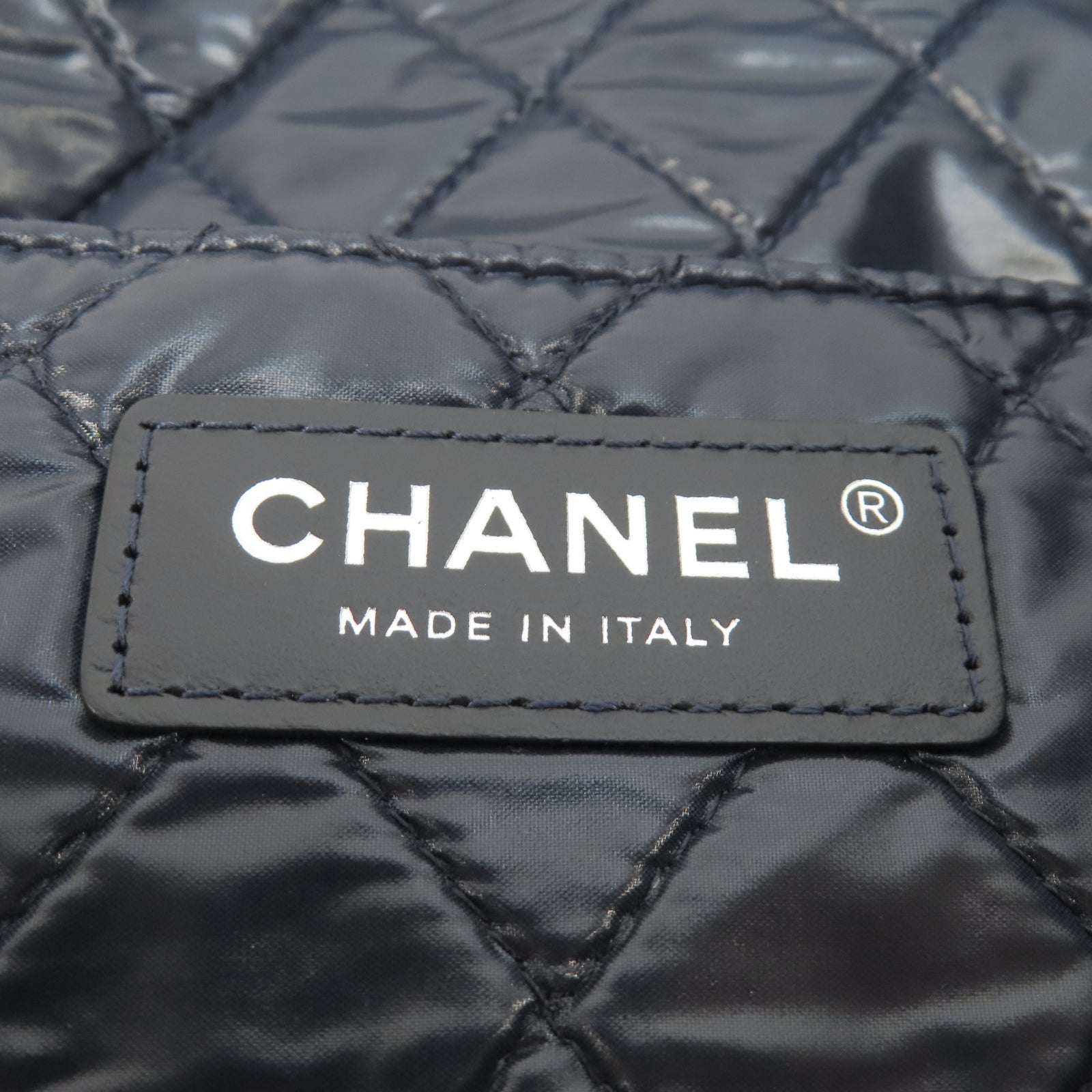 CHANEL 帆布Totebag銀扣手挽袋銀色/深藍色