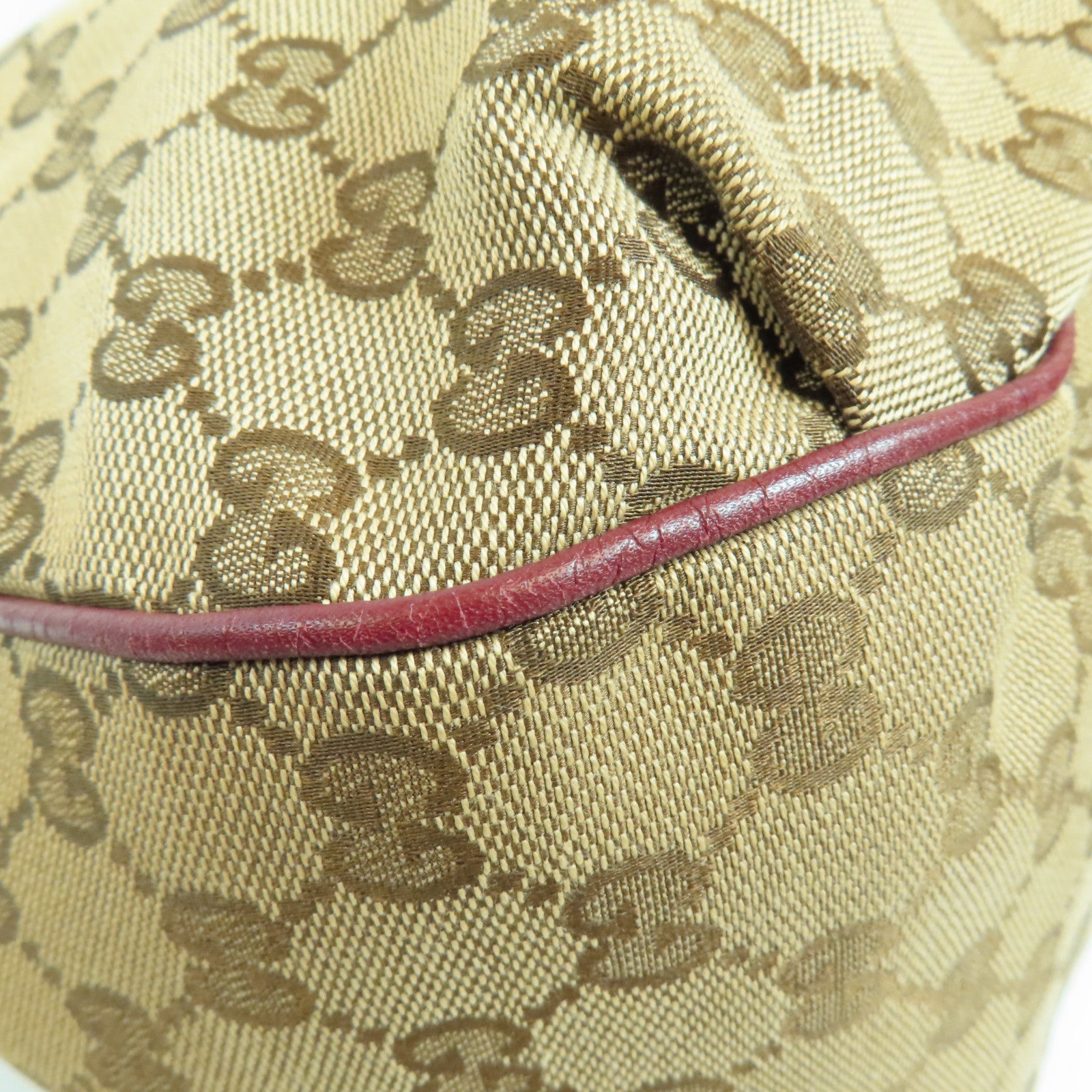 GUCCI GG GHW Tote Bag 2 Way Shoulder Bag Handbag 296851 Canvas Beige Red