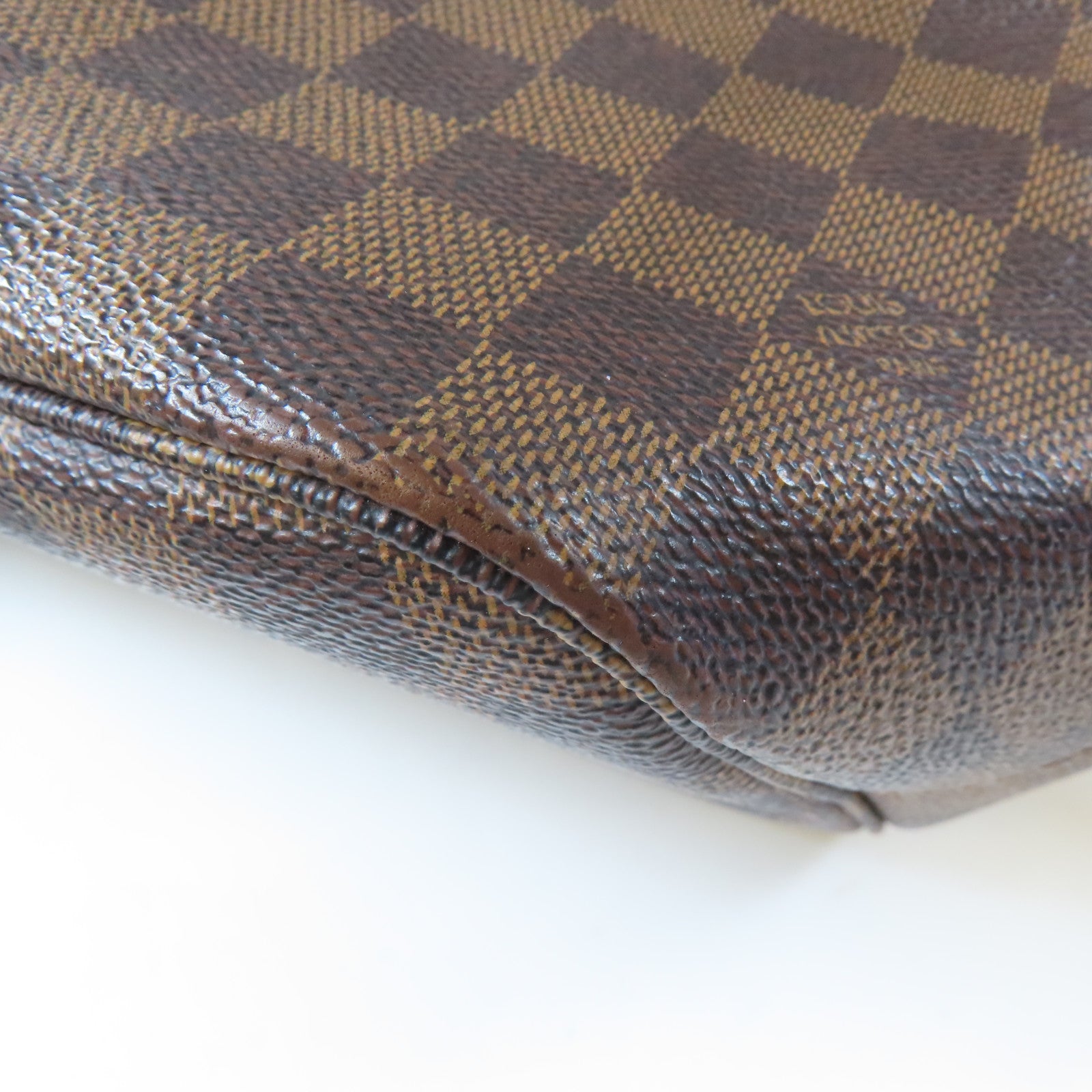 LOUIS VUITTON Damier Ebene Neverfull MM金扣手挽袋啡色