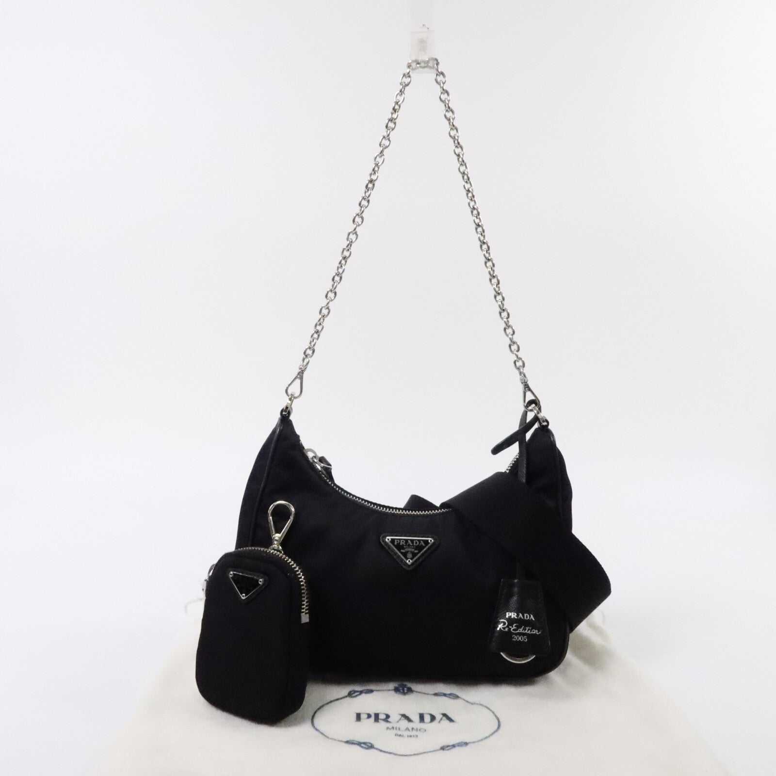 PRADA 尼龍Re-Edition 2005銀扣手挽肩背兩用袋