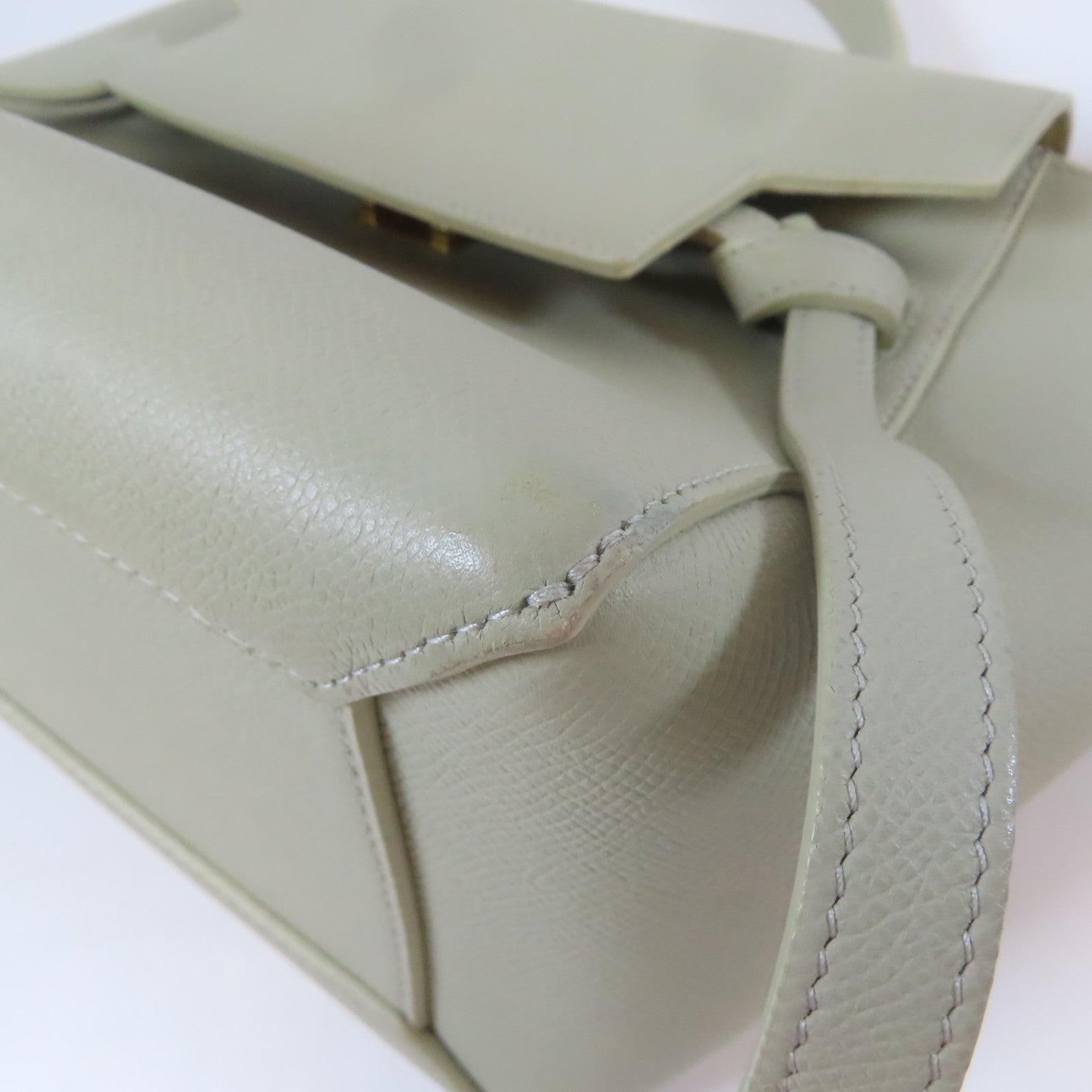 CELINE 牛皮皮革Micro Belt金扣手挽肩背兩用袋淺綠色