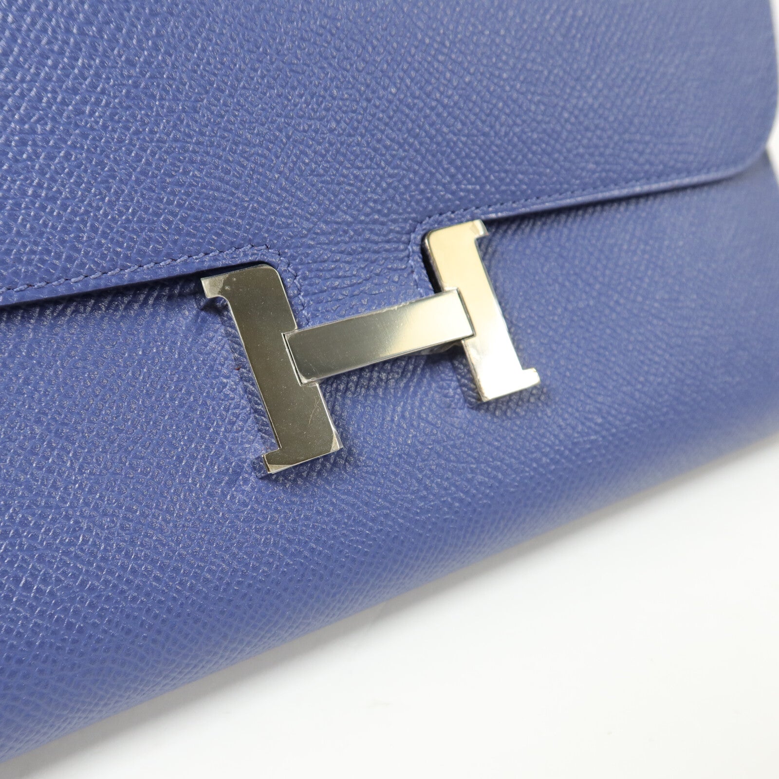 HERMES Epsom皮革Constance Wallet長錢包Bleu Agate