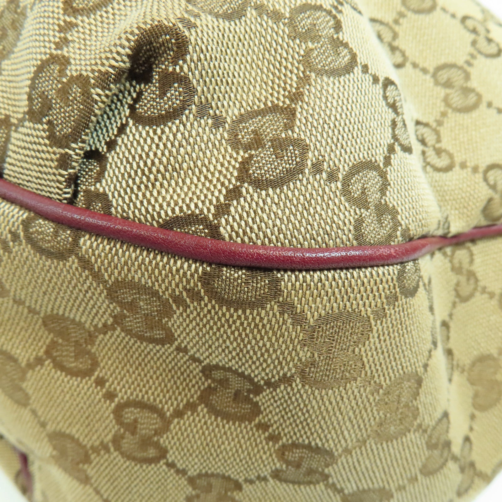 GUCCI GG GHW Tote Bag 2 Way Shoulder Bag Handbag 296851 Canvas Beige Red