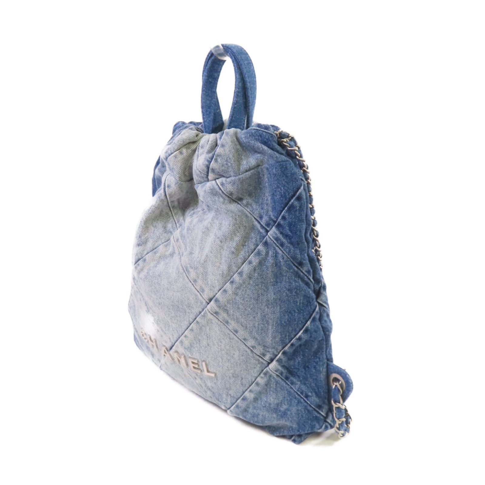 CHANEL **【激減優惠】菱格牛仔布Chanel 22 Backpack背包藍色