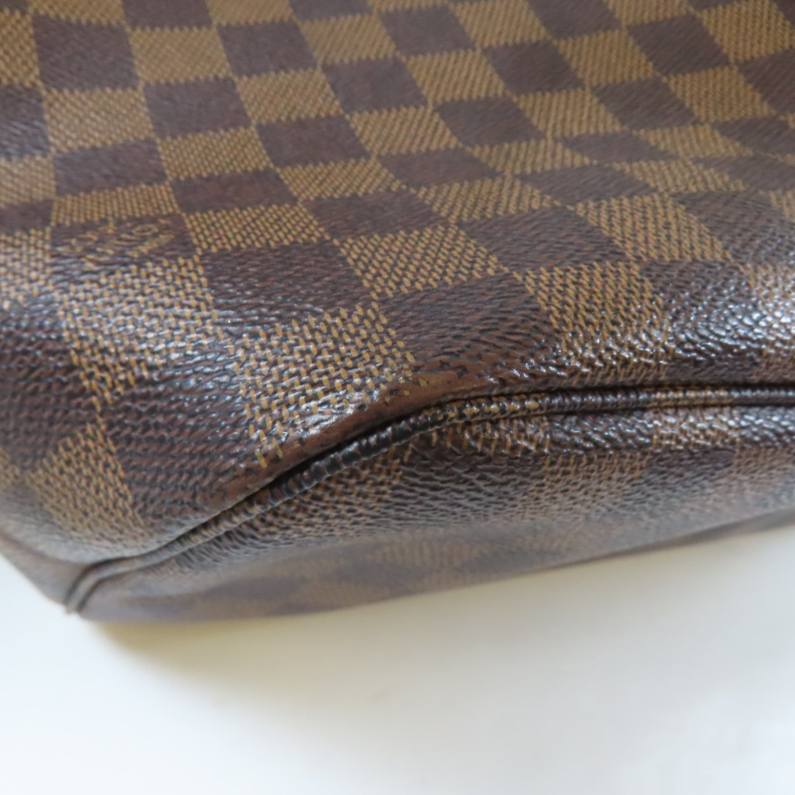 LOUIS VUITTON Damier Ebene Neverfull MM金扣手挽袋啡色