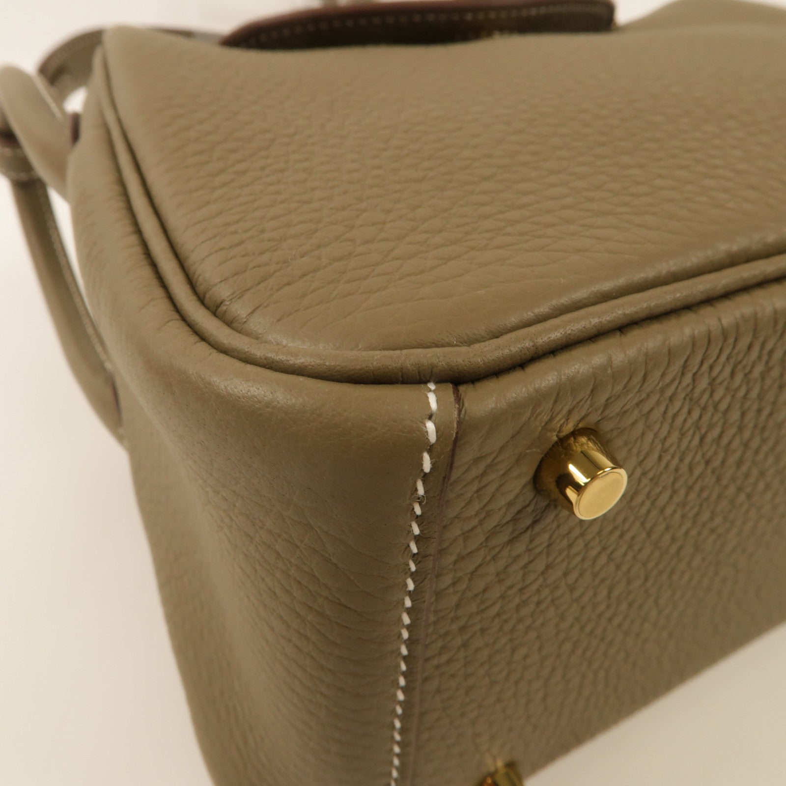 HERMES Clemence皮革Mini Lindy肩背袋Etoupe