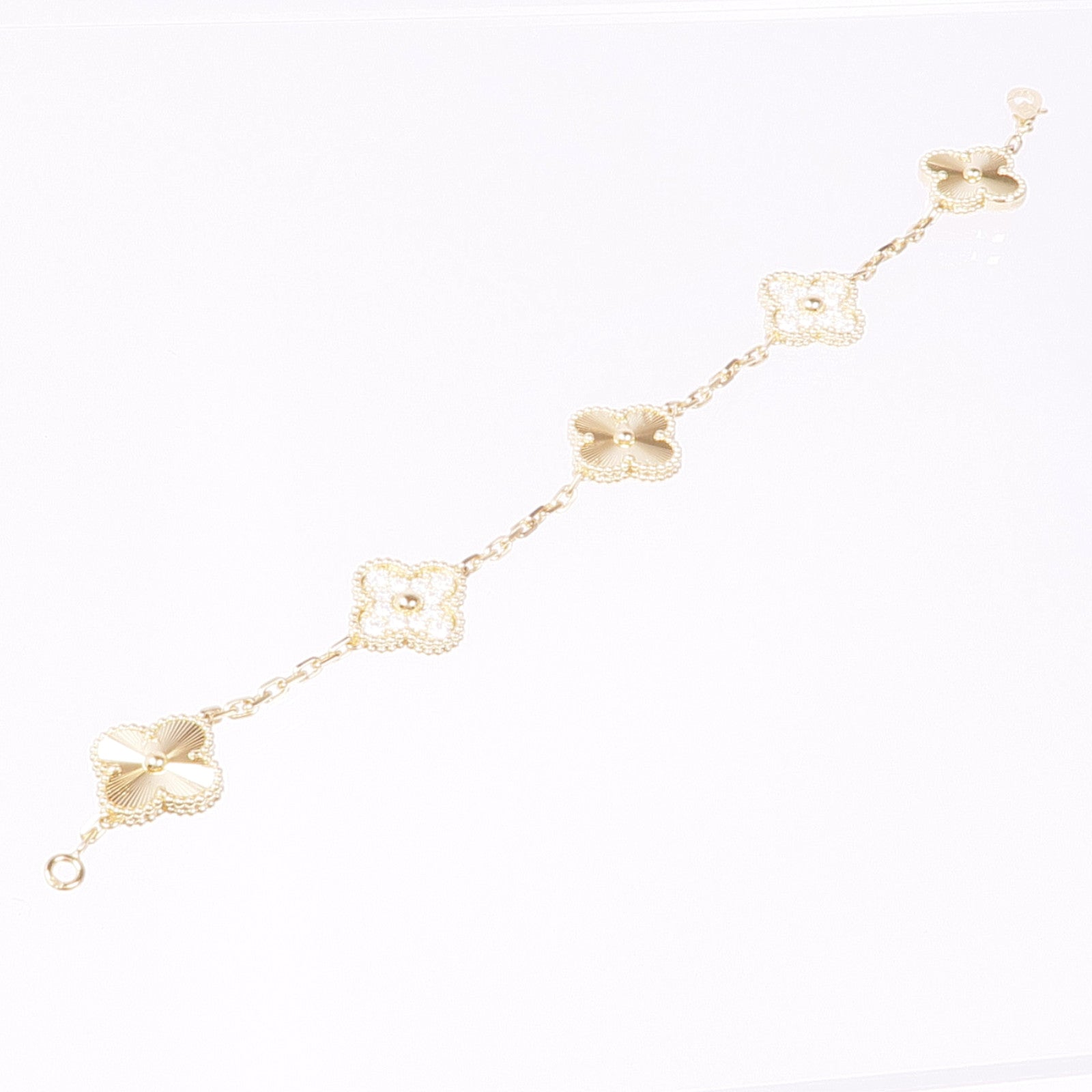 Van Cleef & Arpels 18K黃金Vintage Alhambra鑽石手鏈