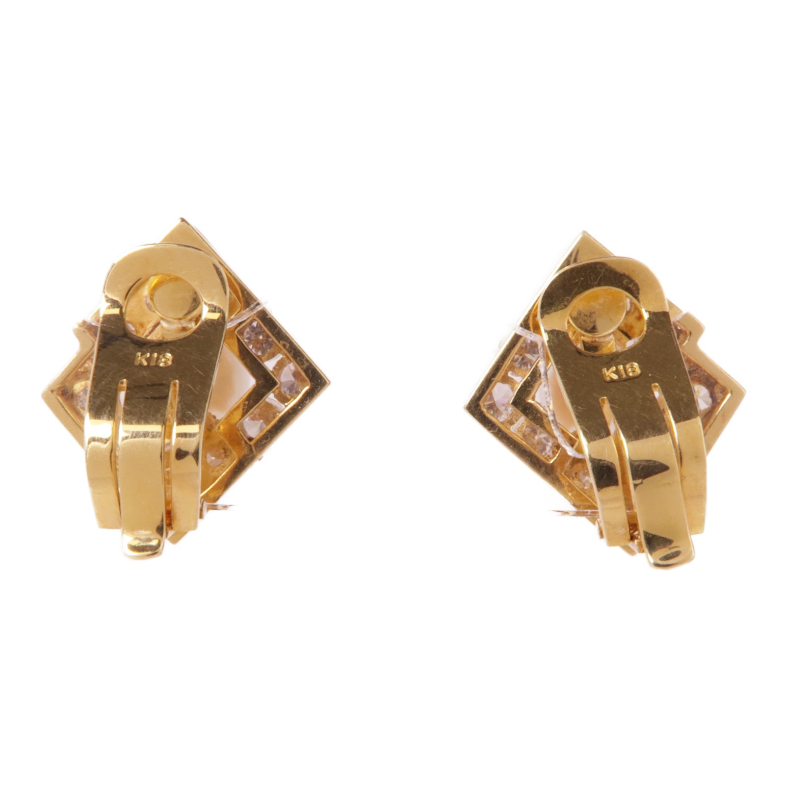 JEWELRY 【激減優惠】18K黃金Pearl/Diamond Earrings珍珠/鑽石耳環