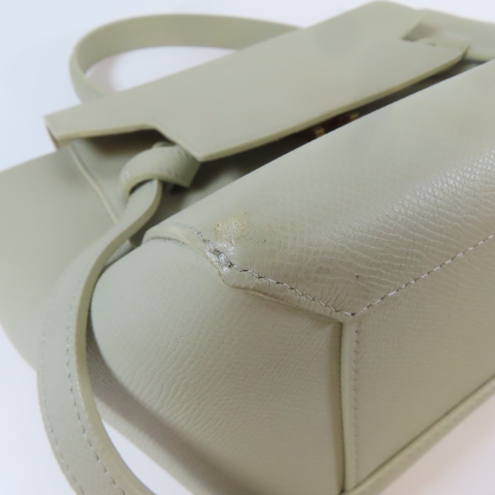CELINE 牛皮皮革Micro Belt金扣手挽肩背兩用袋淺綠色