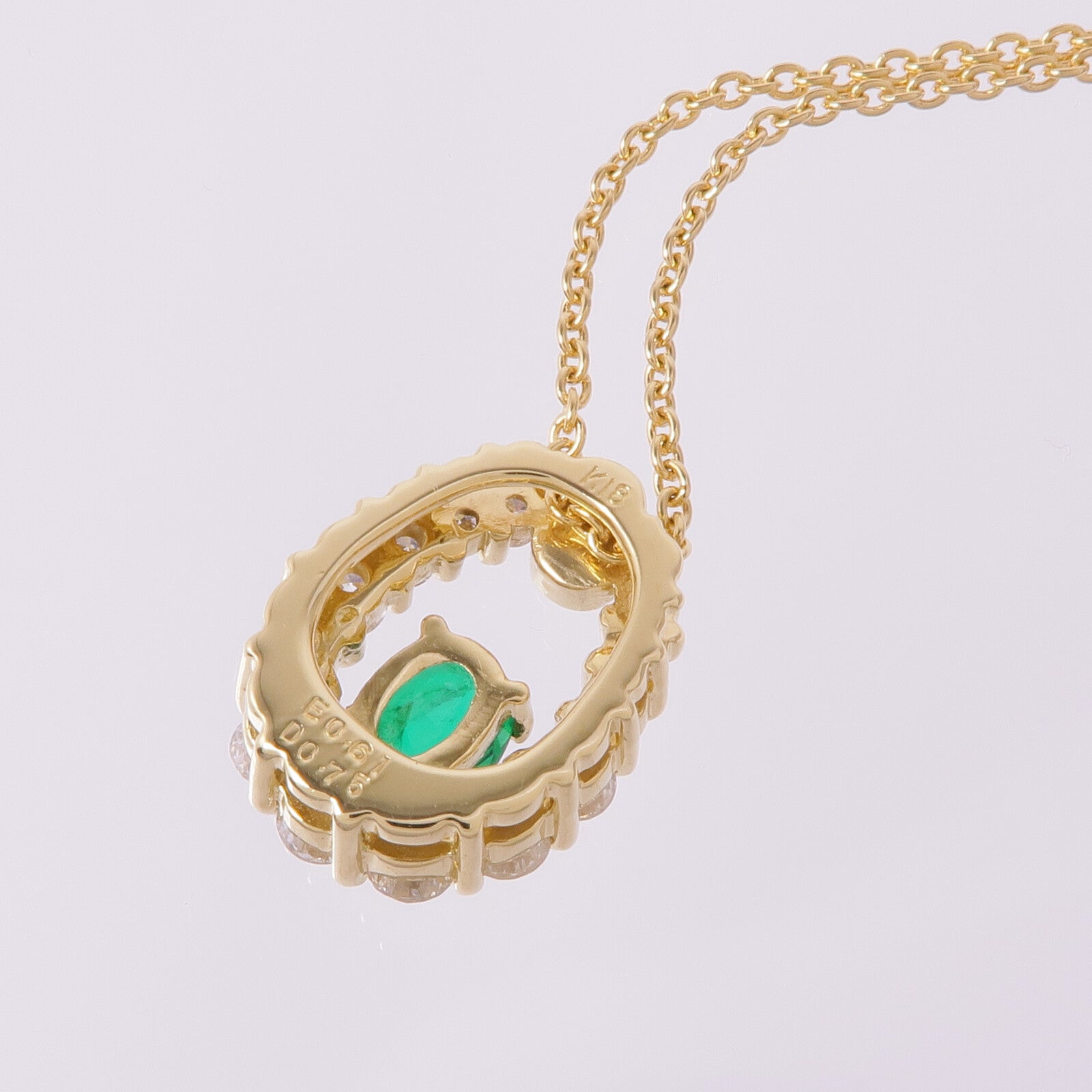JEWELRY 18K黃金Emerald Diamond Necklace綠寶石/鑽石項鍊