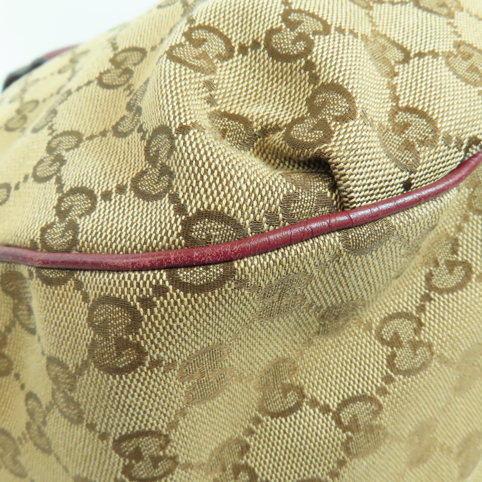 GUCCI GG GHW Tote Bag 2 Way Shoulder Bag Handbag 296851 Canvas Beige Red