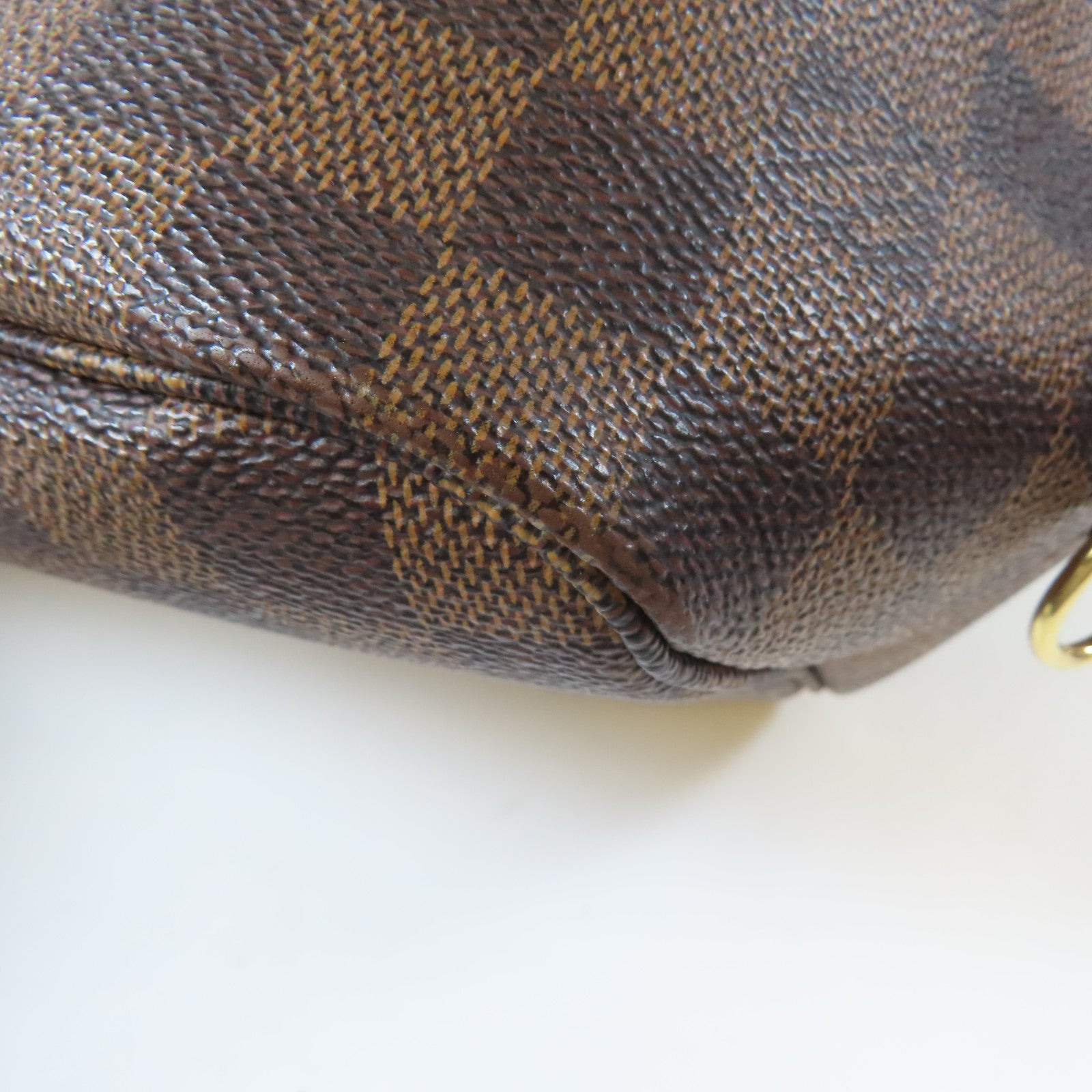 LOUIS VUITTON Damier Ebene Neverfull MM金扣手挽袋啡色