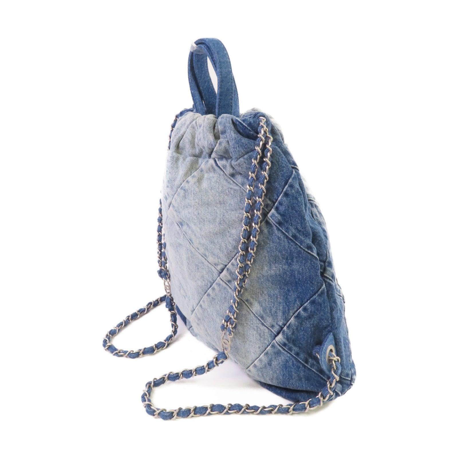 CHANEL **【激減優惠】菱格牛仔布Chanel 22 Backpack背包藍色