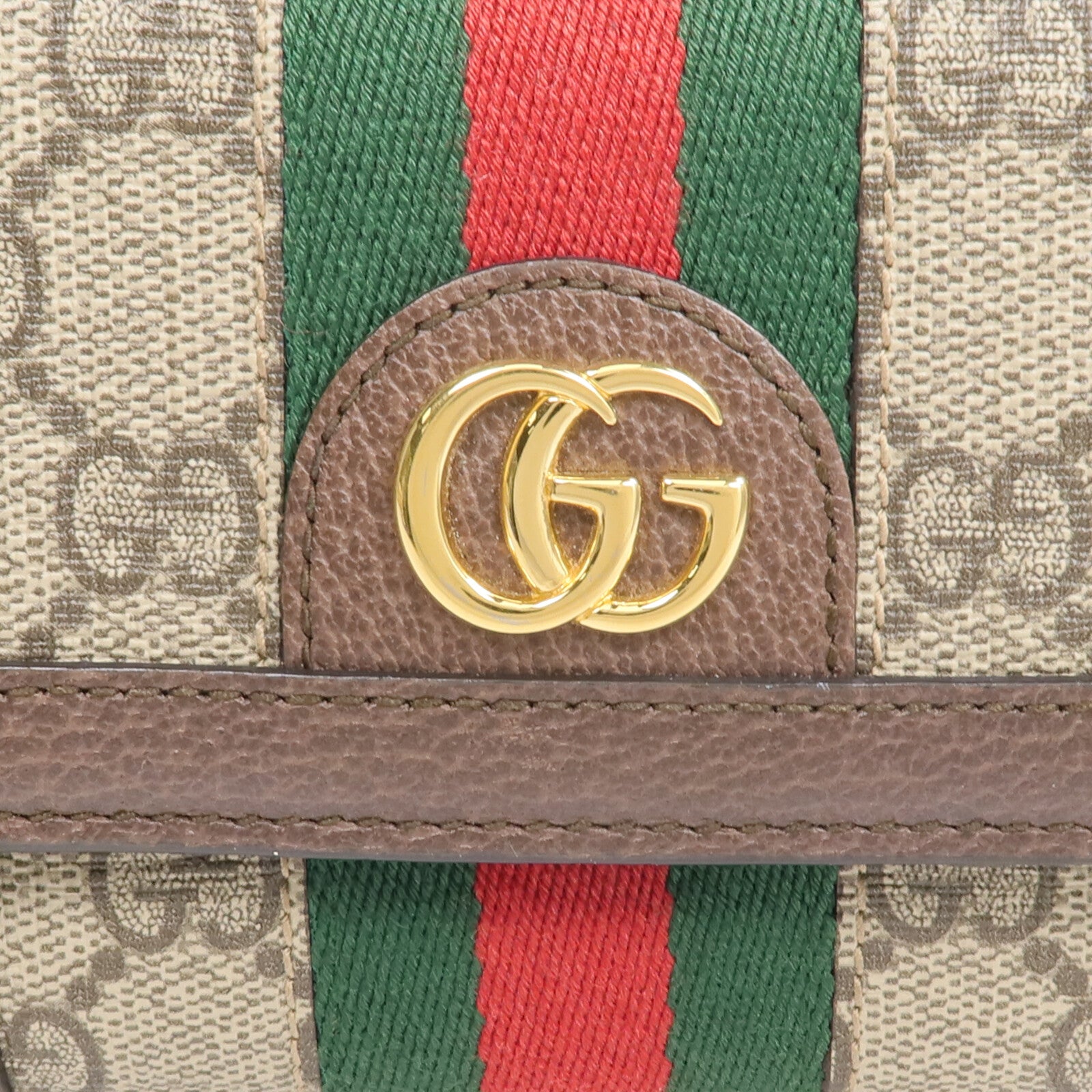 GUCCI 塗層帆布/牛皮皮革Ophidia Trifold Wallet金扣錢包