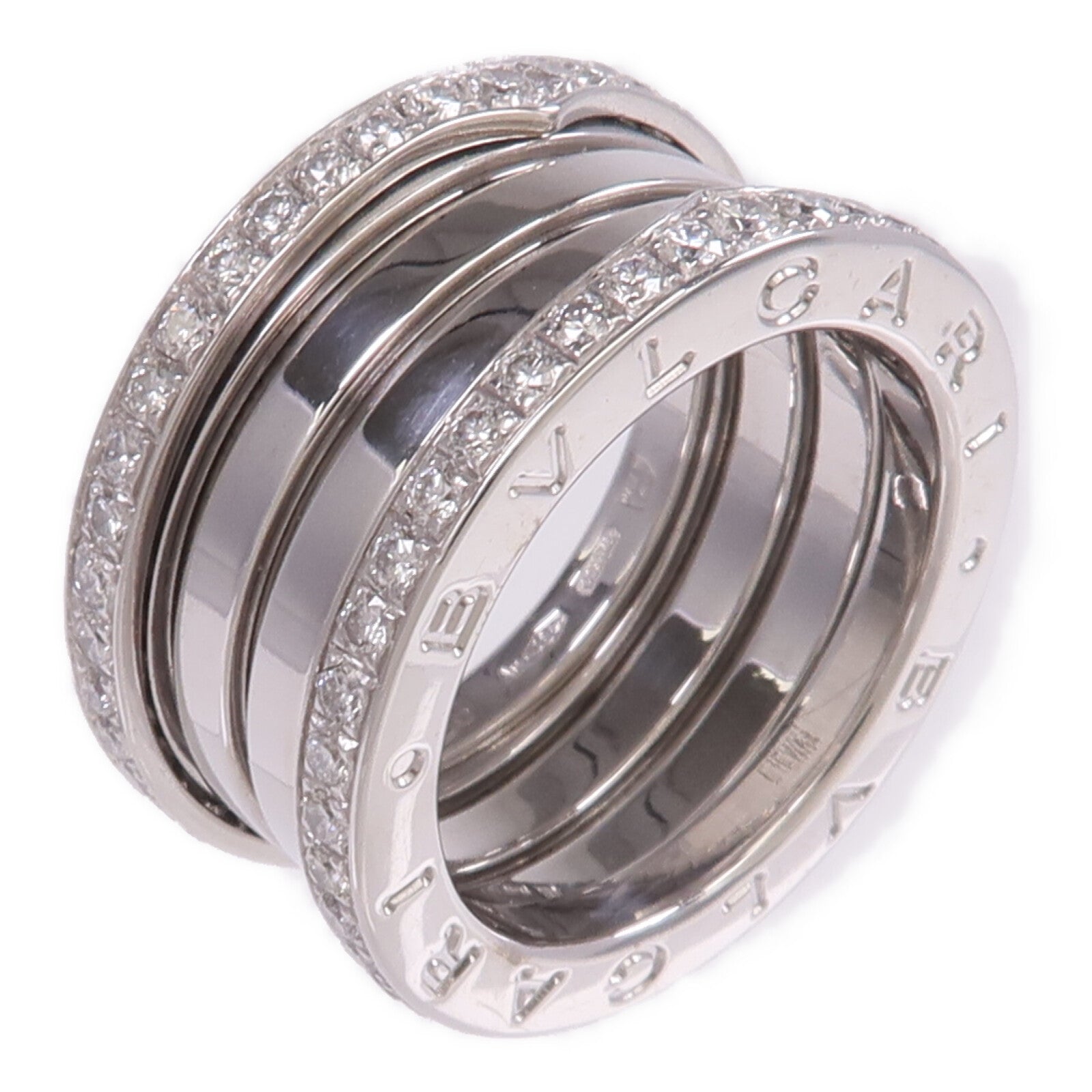 BVLGARI 【激減優惠】18K白金B.Zero1 3 Band Ring鑽石戒指Bvlgari#53/US#6.25