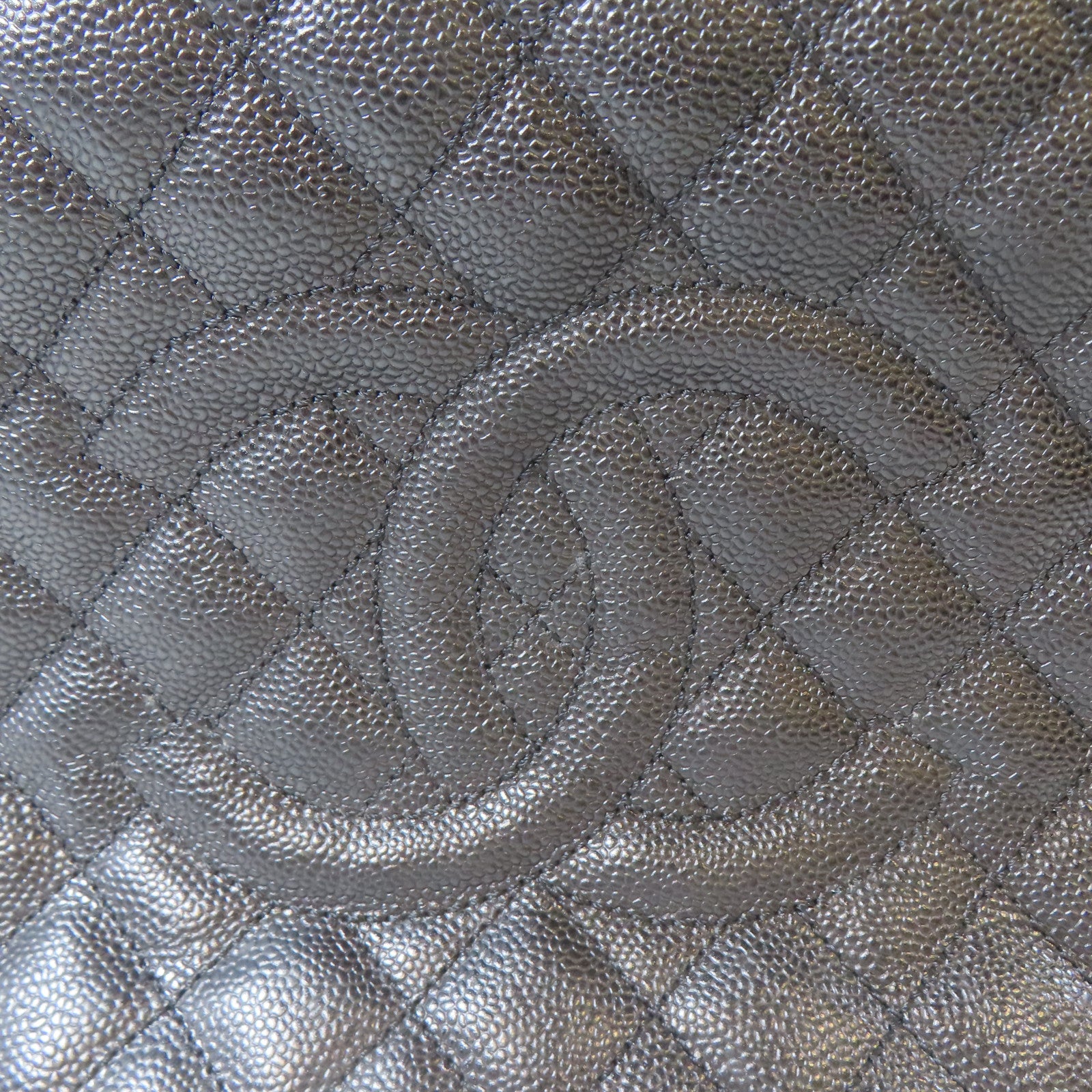 CHANEL 菱格Caviar皮革Grand Shopping Tote銀扣鏈帶肩背袋黑色