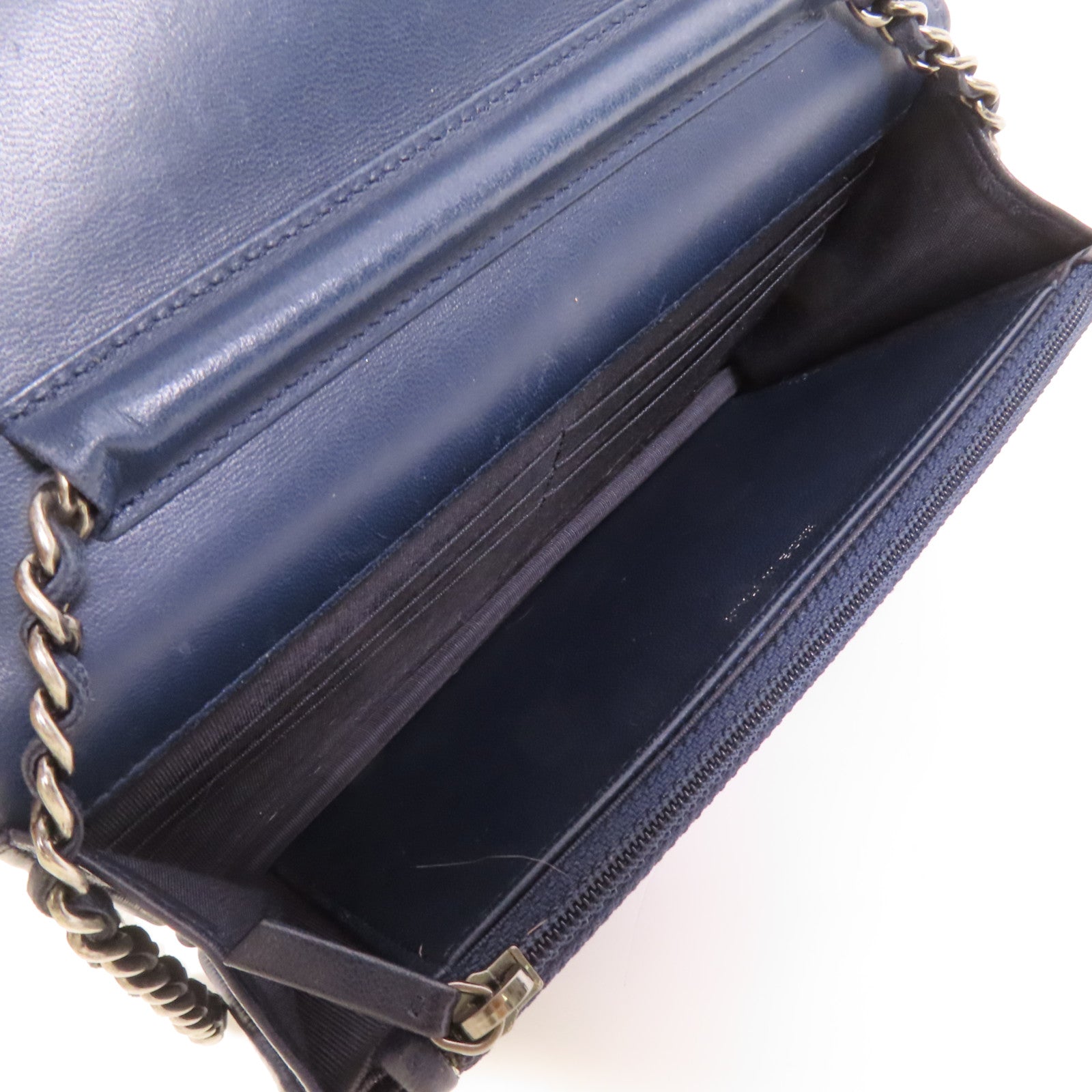 CHANEL 【激減優惠】羊皮皮革WOC Wallet On Chain銀扣鏈帶肩背袋