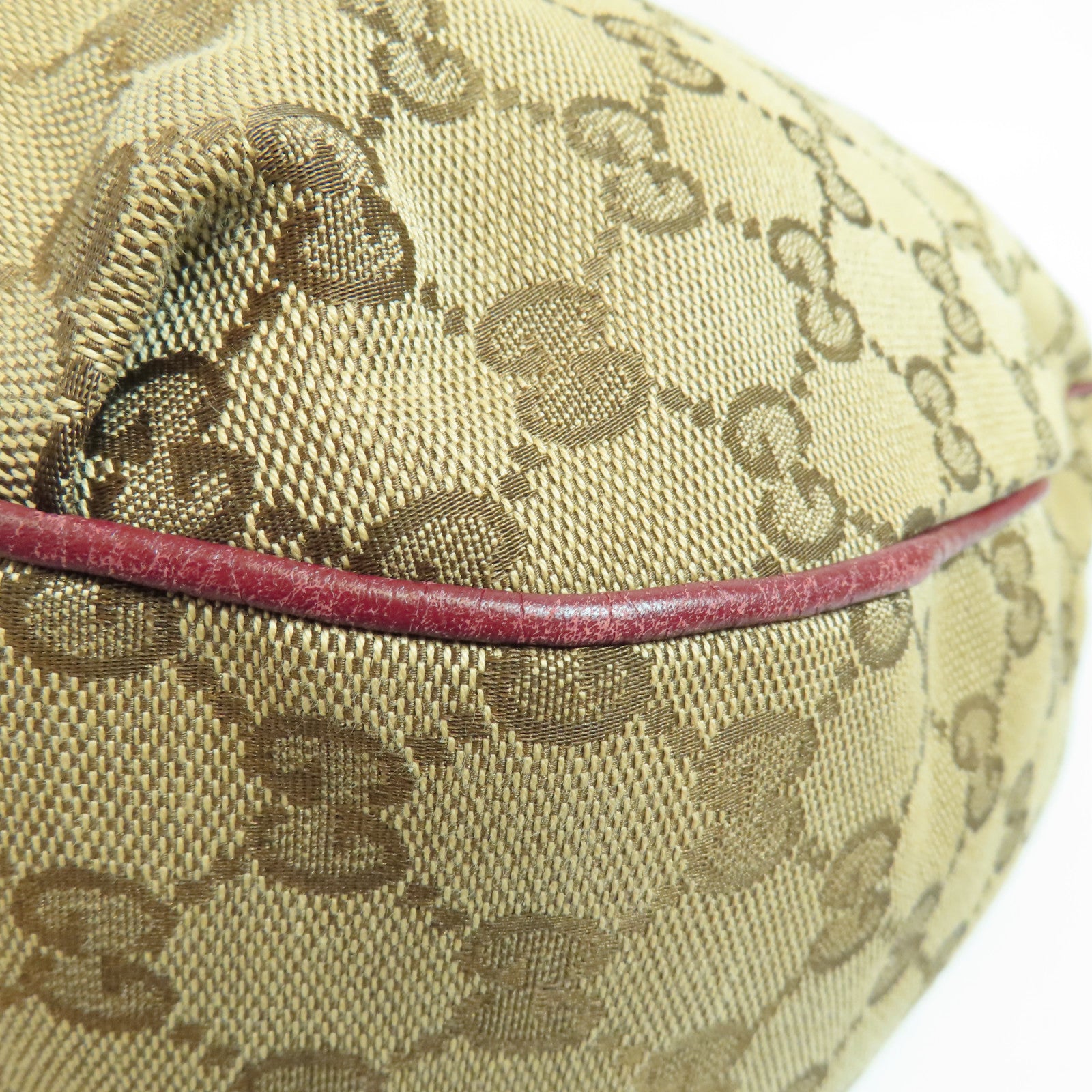 GUCCI GG GHW Tote Bag 2 Way Shoulder Bag Handbag 296851 Canvas Beige Red