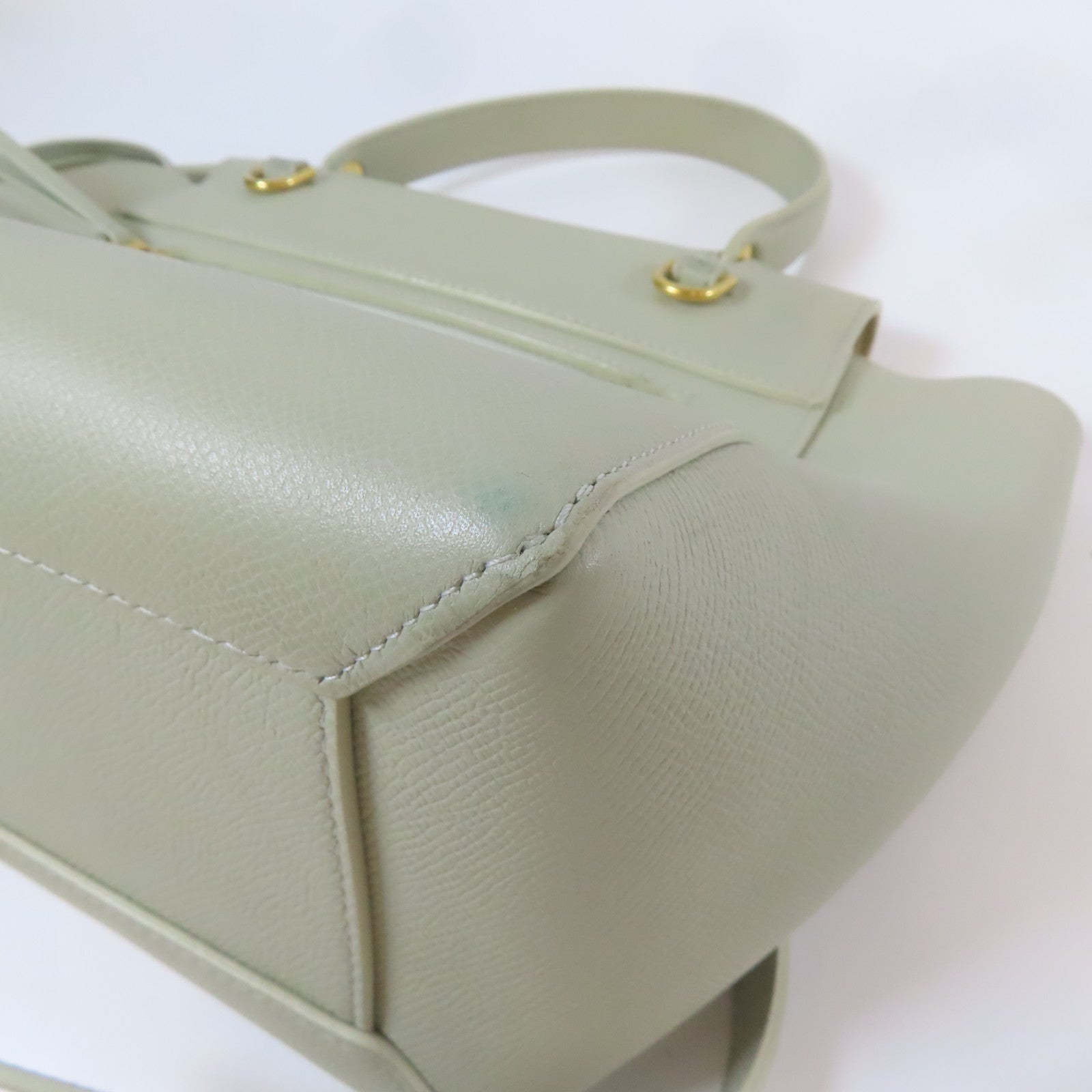 CELINE 牛皮皮革Micro Belt金扣手挽肩背兩用袋淺綠色
