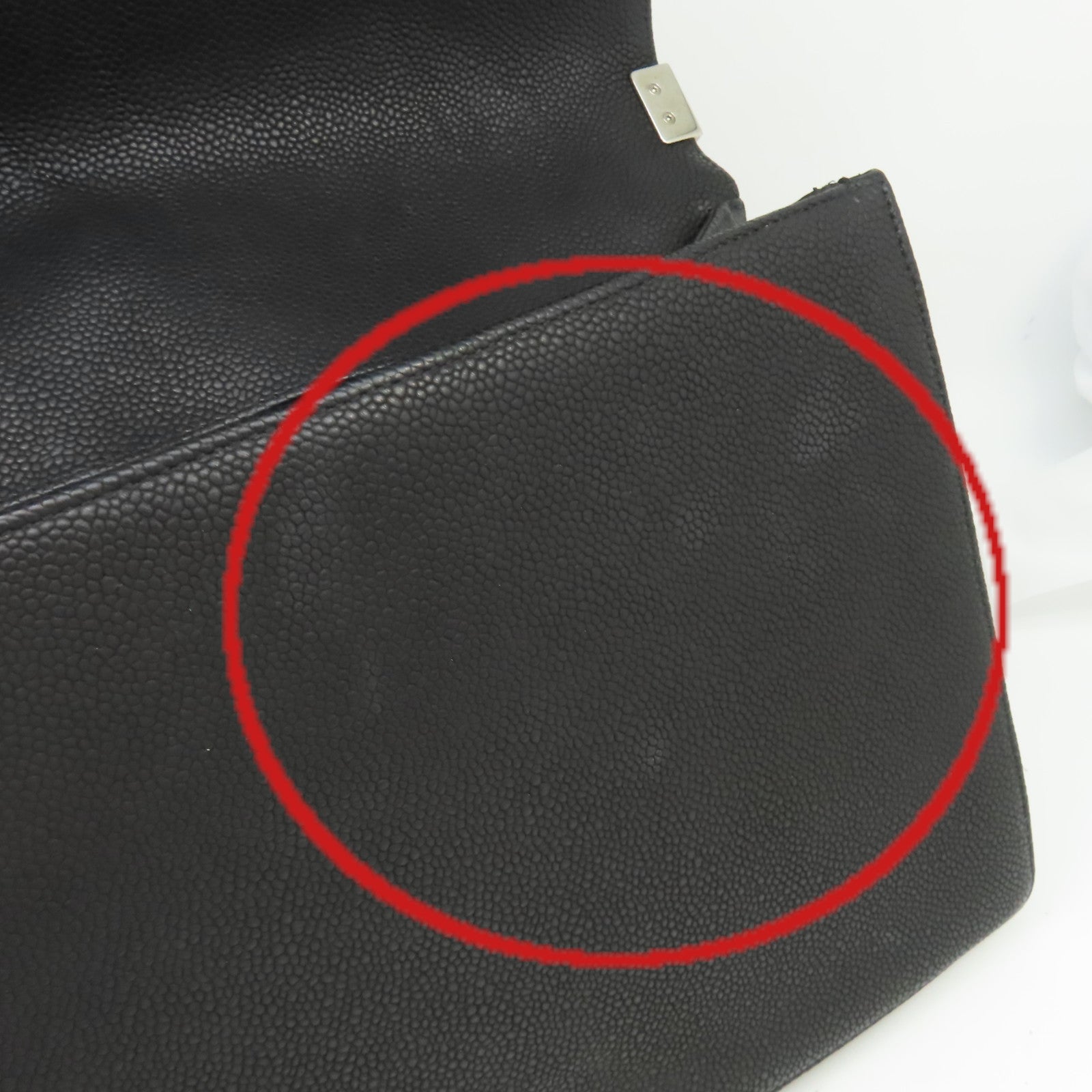 CHANEL 【清倉大減價】菱格Caviar皮革Boy Chanel Chain Shoulder Bag銀扣鏈帶肩背袋黑色