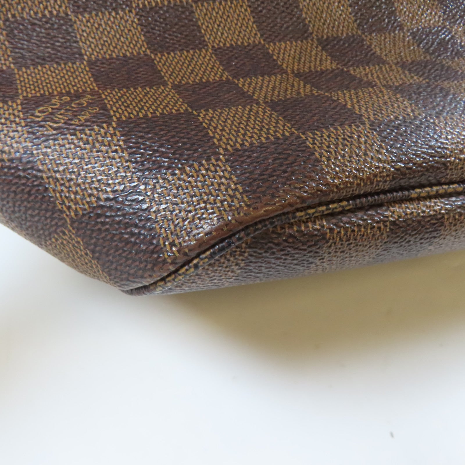 LOUIS VUITTON Damier Ebene Neverfull MM金扣手挽袋啡色