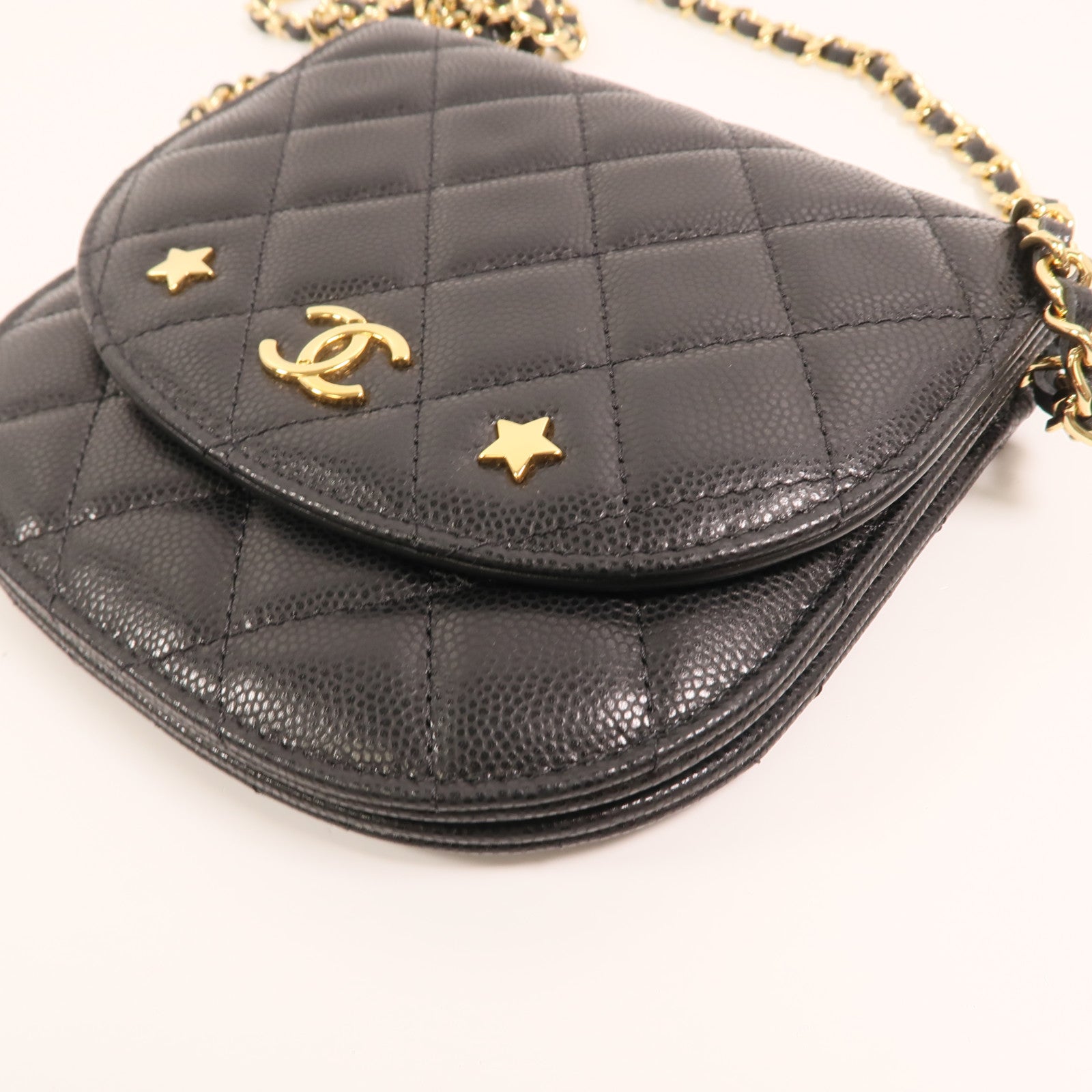 CHANEL 牛皮皮革Chain Shoulder金扣鏈帶肩背袋