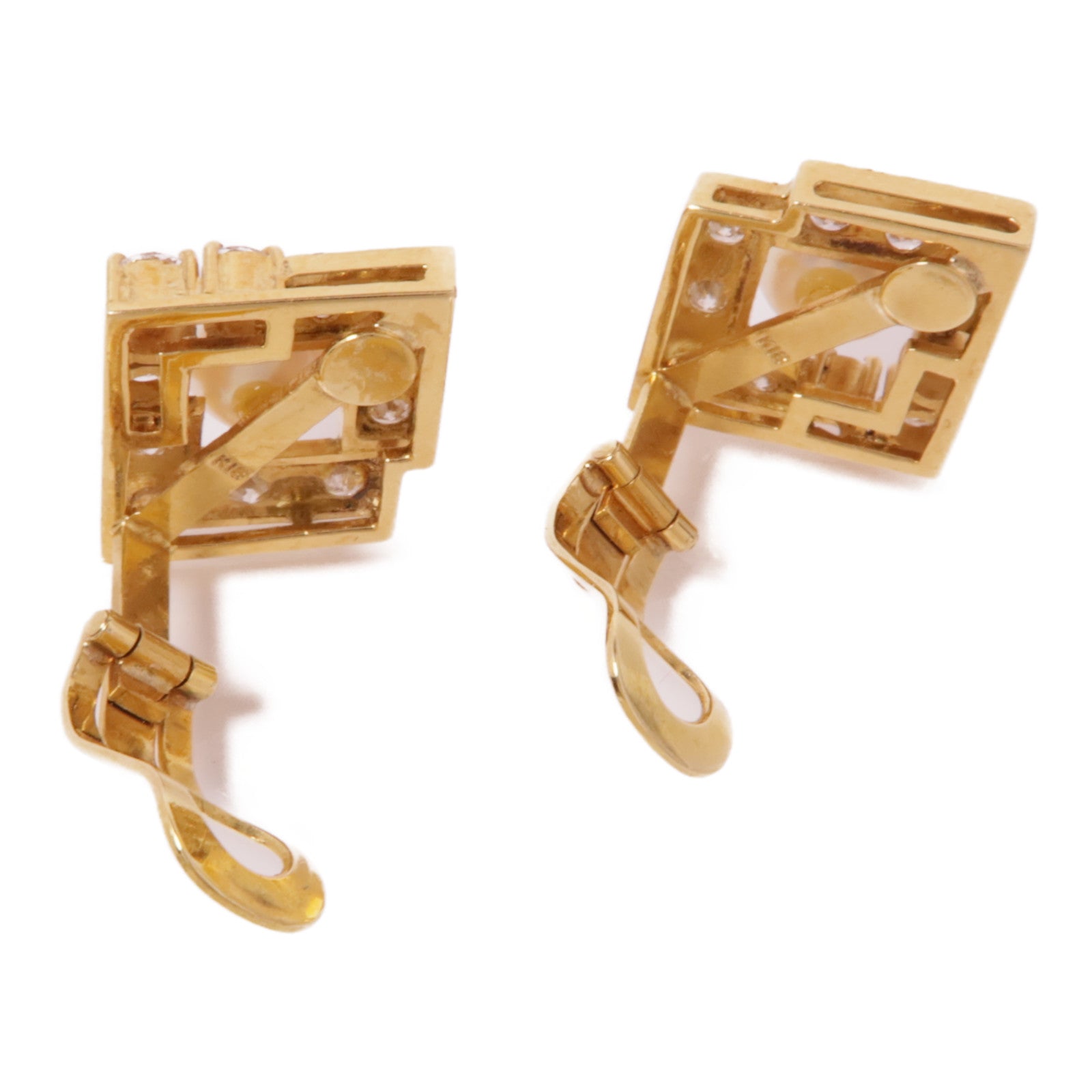 JEWELRY Pearl Diamond Earrings 18K Yellow Gold